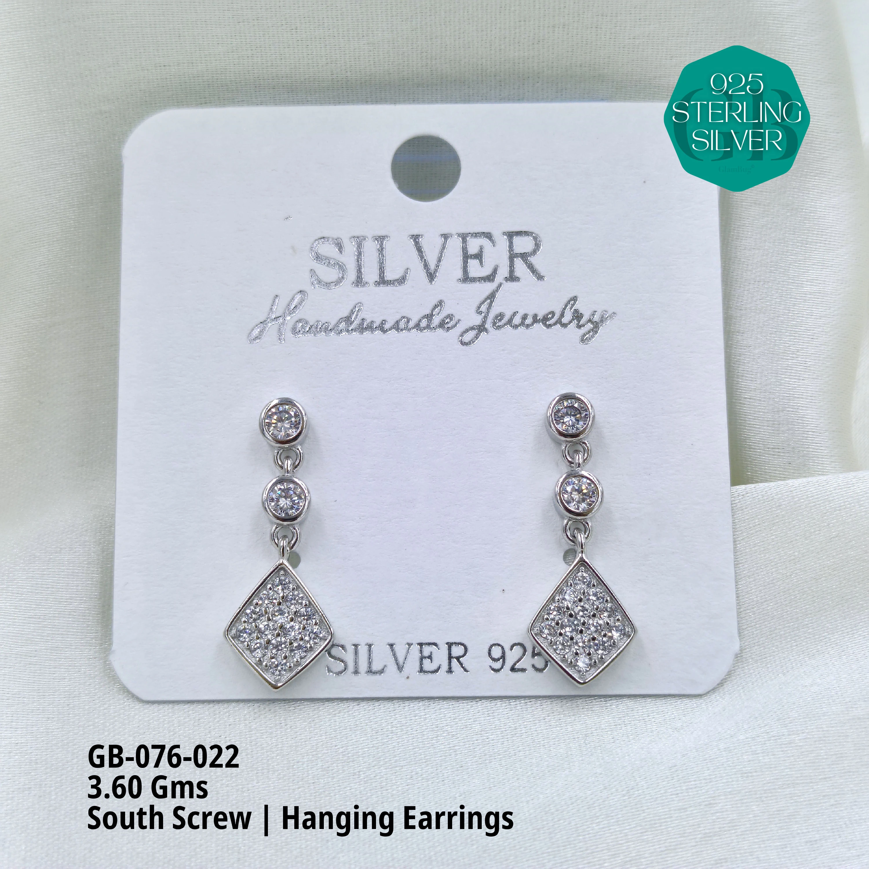 SOUTH SCREW HANGING - Premium 925 Silver Jewellery - SKU: GB-076-022 - Hyderabad Silver Importers