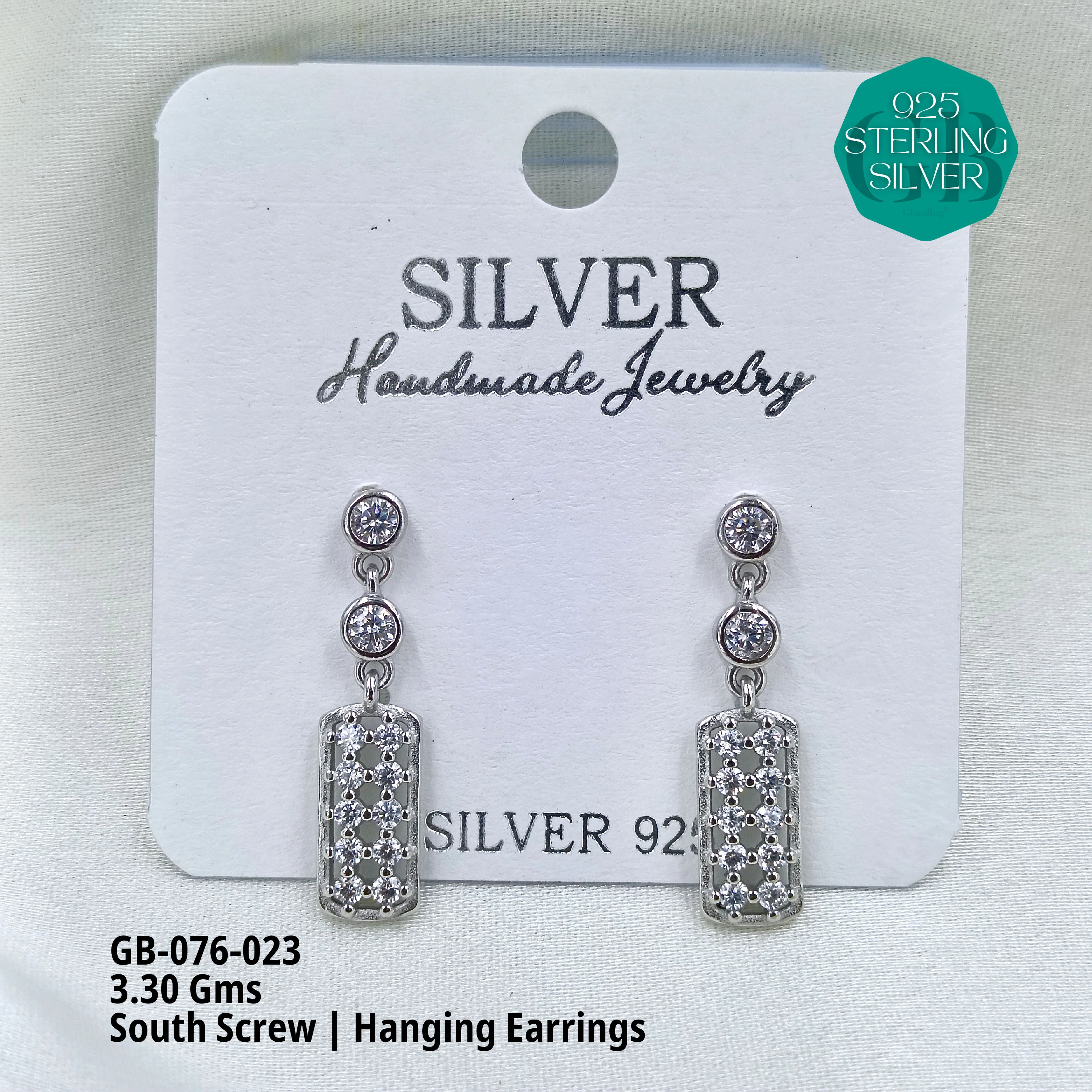SOUTH SCREW HANGING - Premium 925 Silver Jewellery - SKU: GB-076-023 - Hyderabad Silver Importers