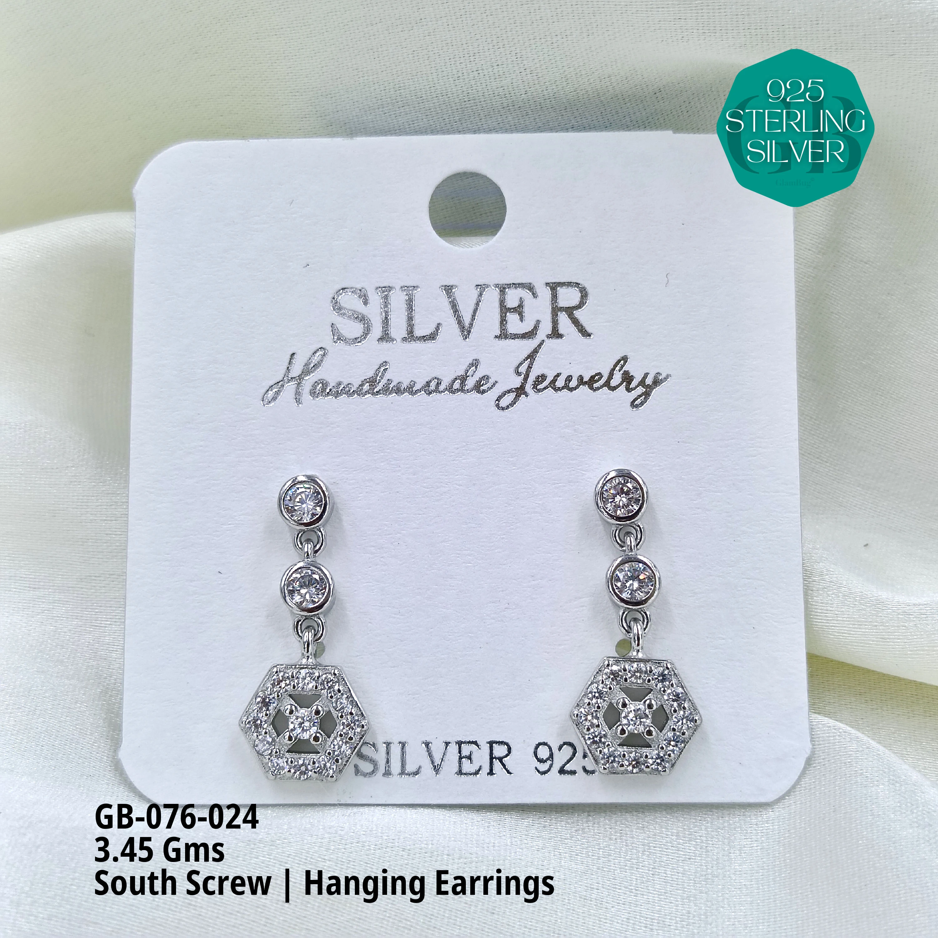 SOUTH SCREW HANGING - Premium 925 Silver Jewellery - SKU: GB-076-024 - Hyderabad Silver Importers