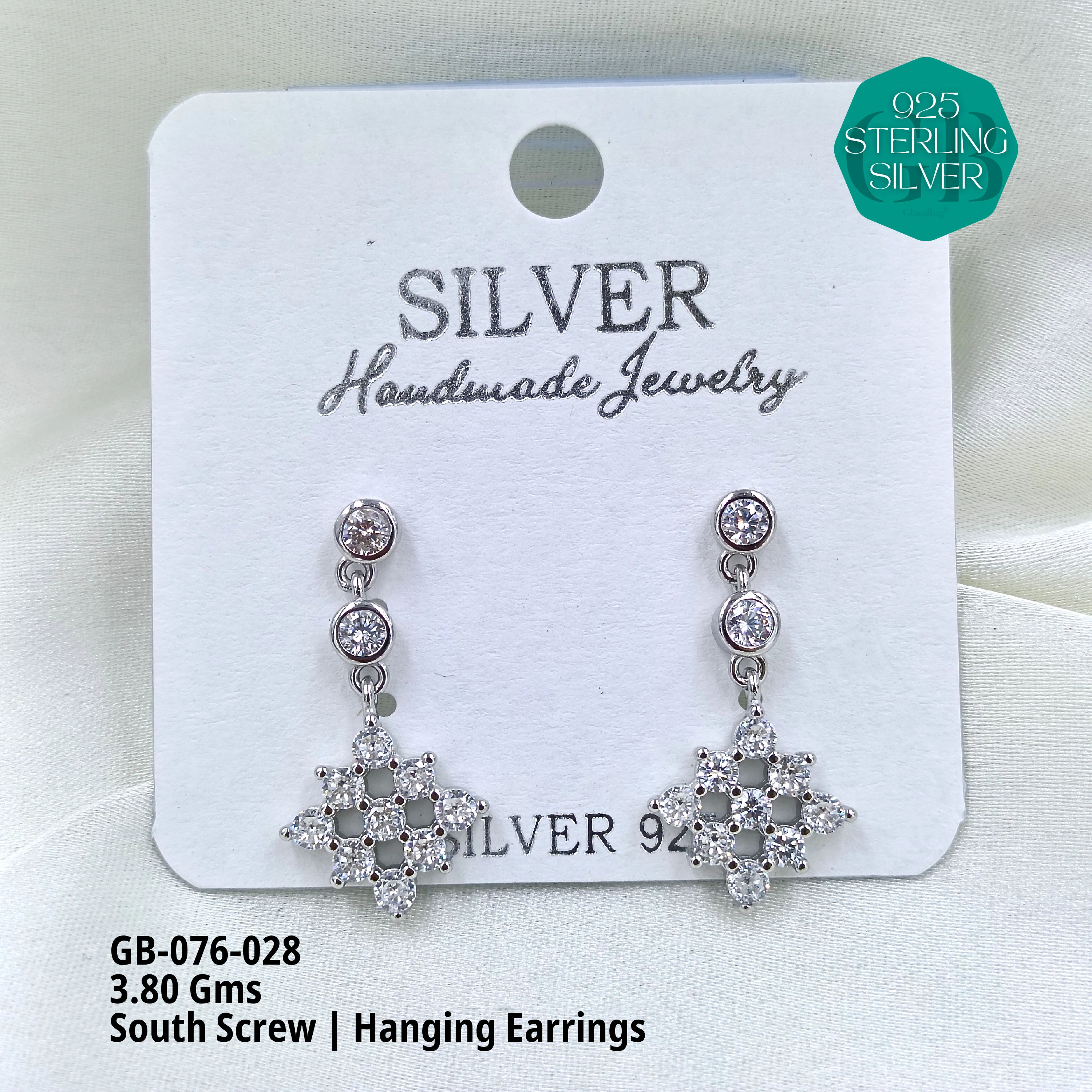 SOUTH SCREW HANGING - Premium 925 Silver Jewellery - SKU: GB-076-028 - Hyderabad Silver Importers