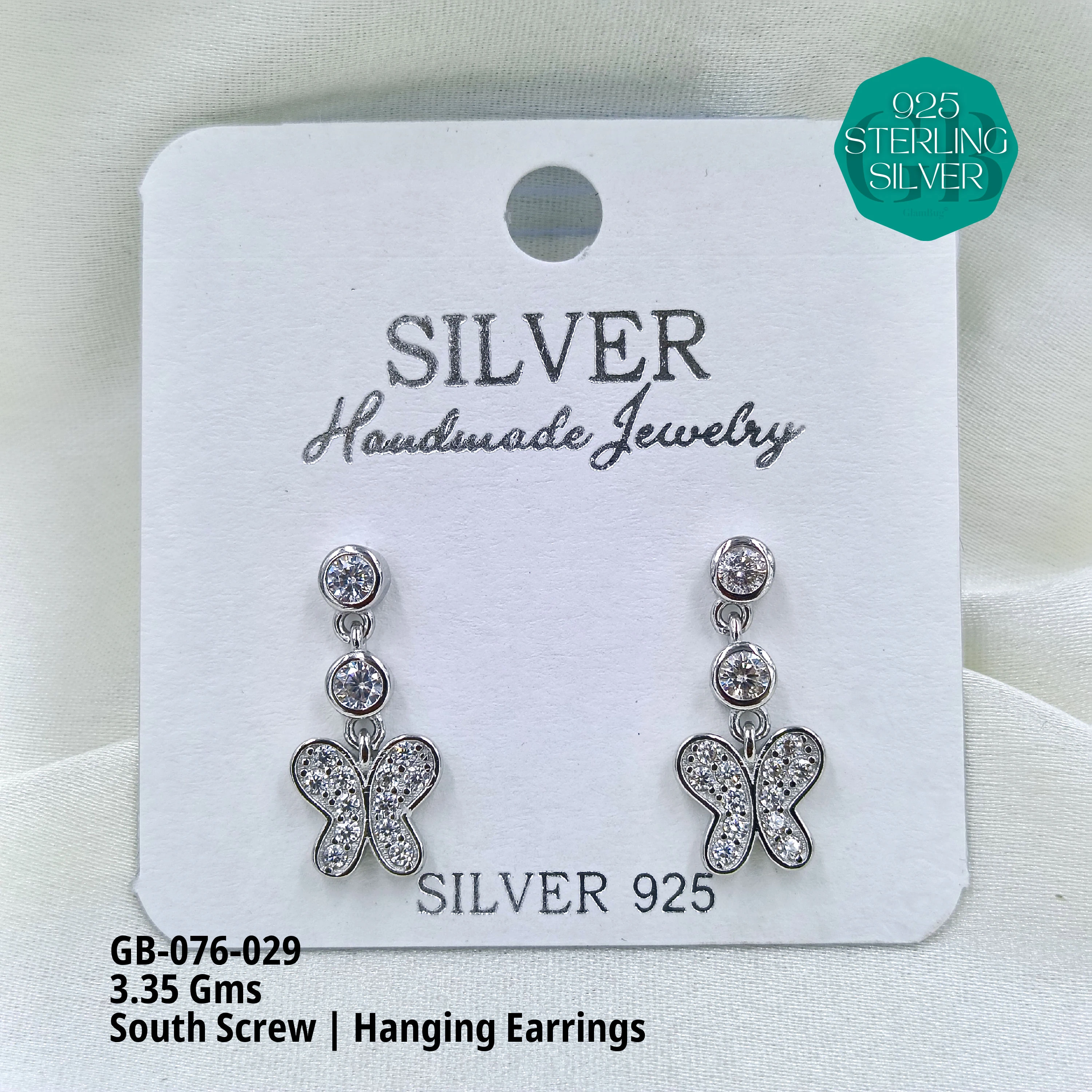SOUTH SCREW HANGING - Premium 925 Silver Jewellery - SKU: GB-076-029 - Hyderabad Silver Importers
