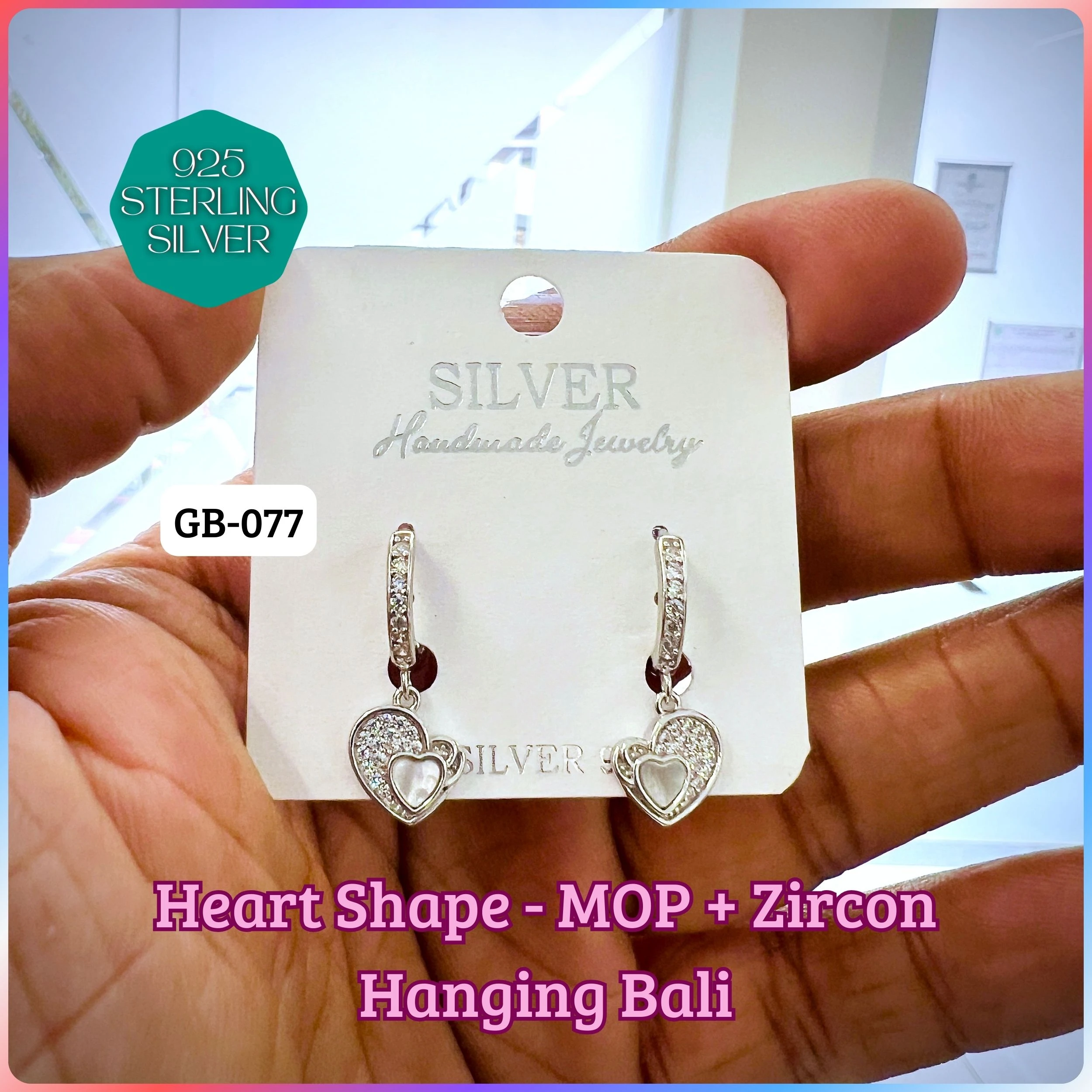 CZ PEARL HANGINGS LIGHT WEIGHT - Premium 925 Silver Jewellery - SKU: GB-077-003 - Hyderabad Silver Importers