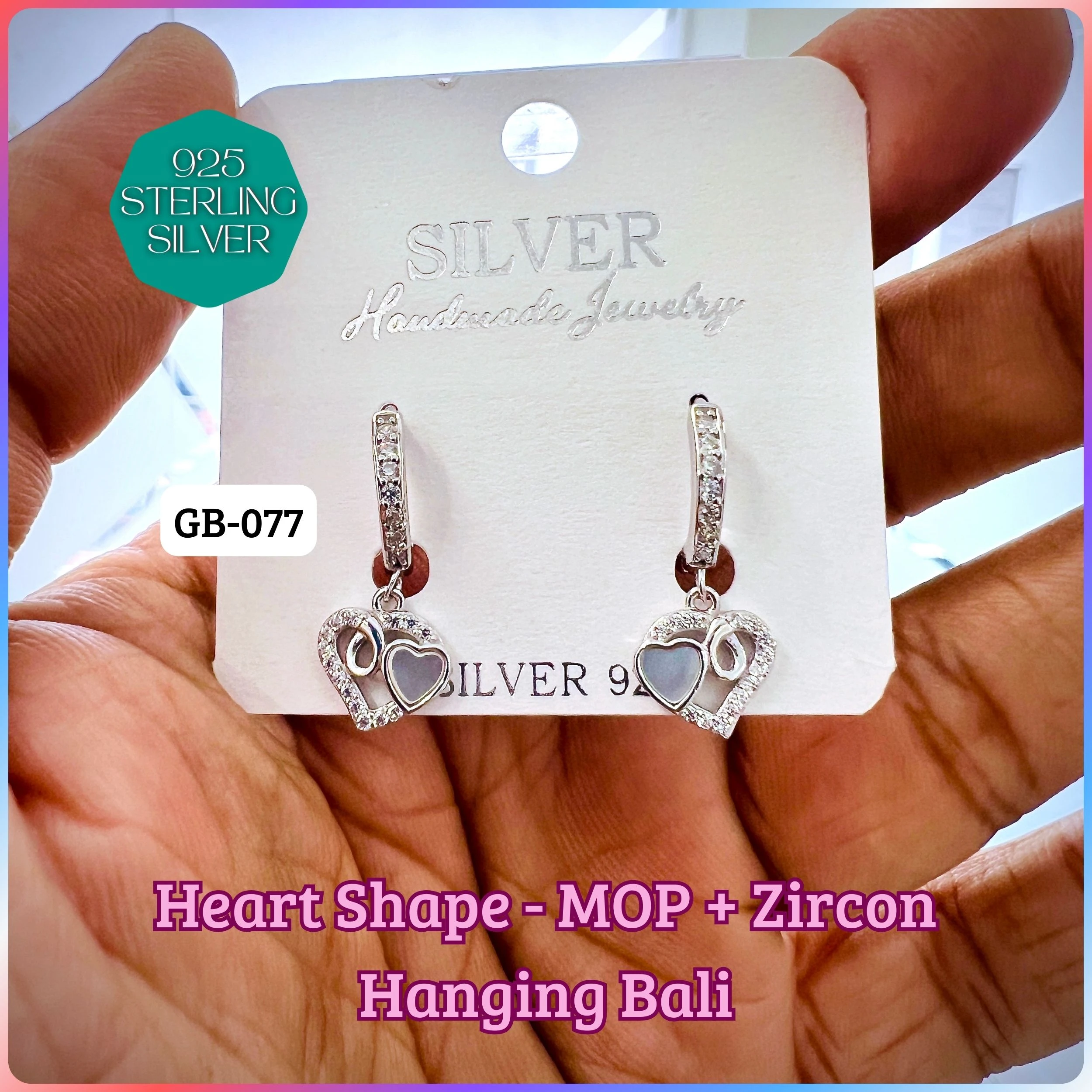 CZ PEARL HANGINGS LIGHT WEIGHT - Premium 925 Silver Jewellery - SKU: GB-077-005 - Hyderabad Silver Importers
