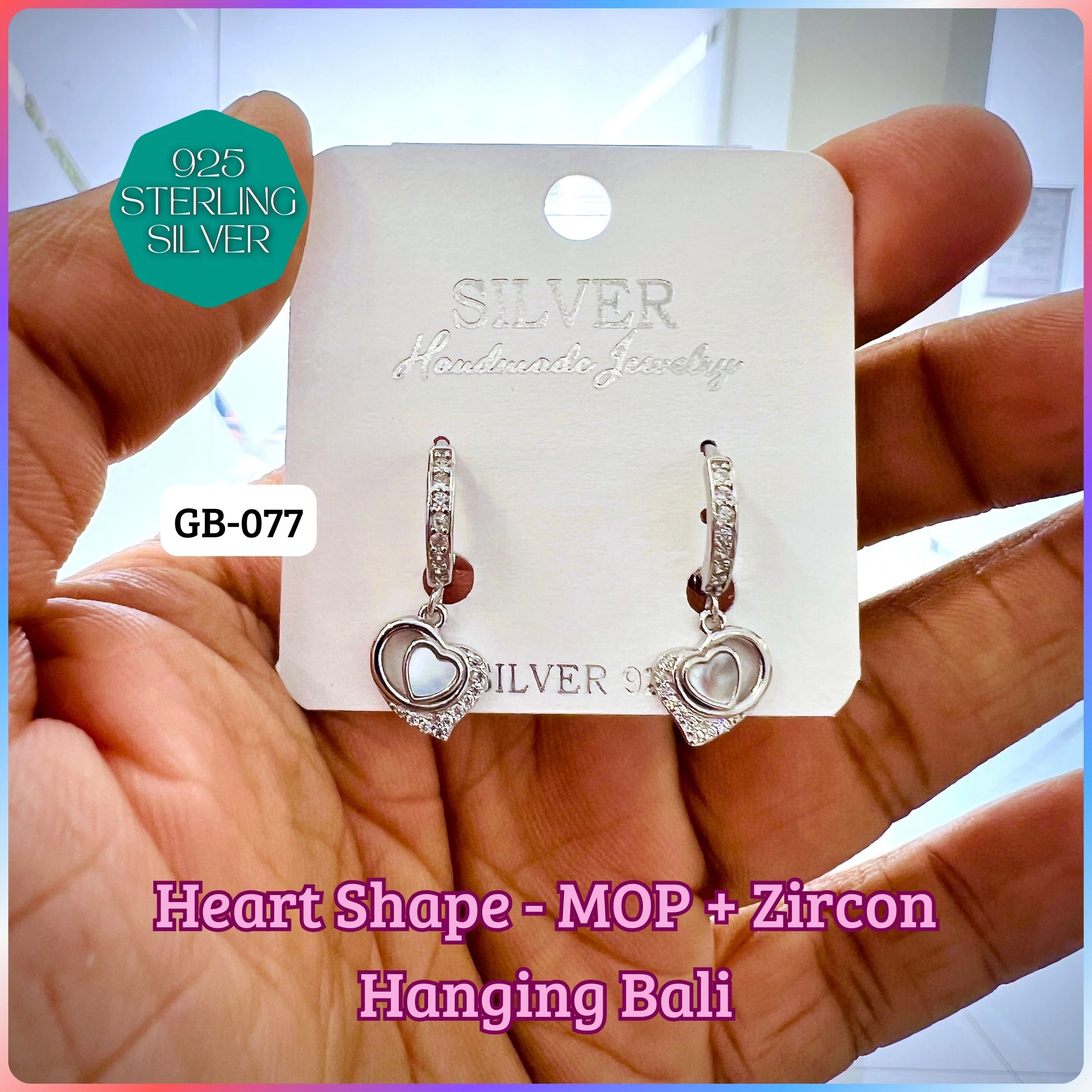 CZ PEARL HANGINGS LIGHT WEIGHT - Premium 925 Silver Jewellery - SKU: GB-077-006 - Hyderabad Silver Importers