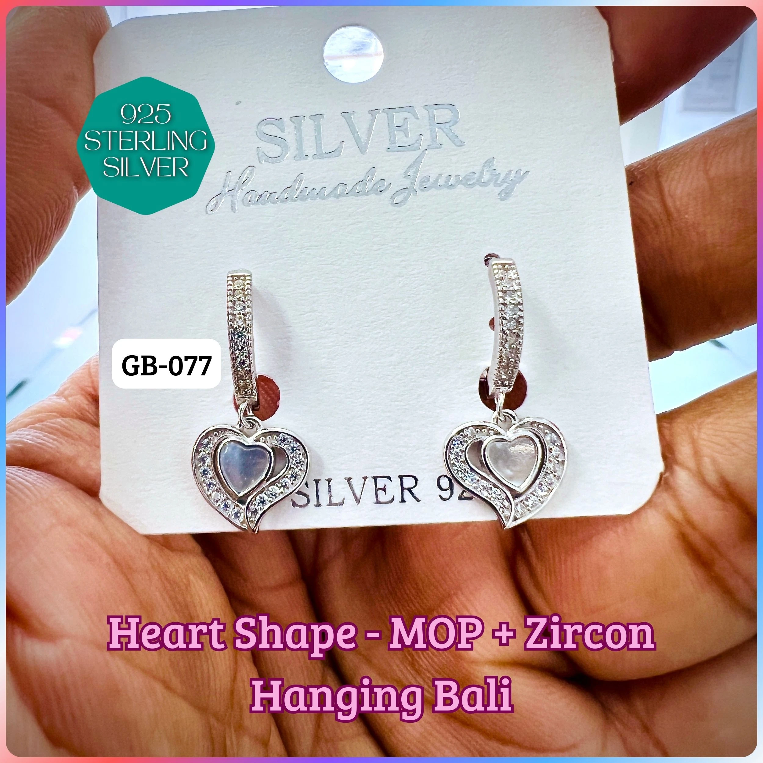 CZ PEARL HANGINGS LIGHT WEIGHT - Premium 925 Silver Jewellery - SKU: GB-077-011 - Hyderabad Silver Importers