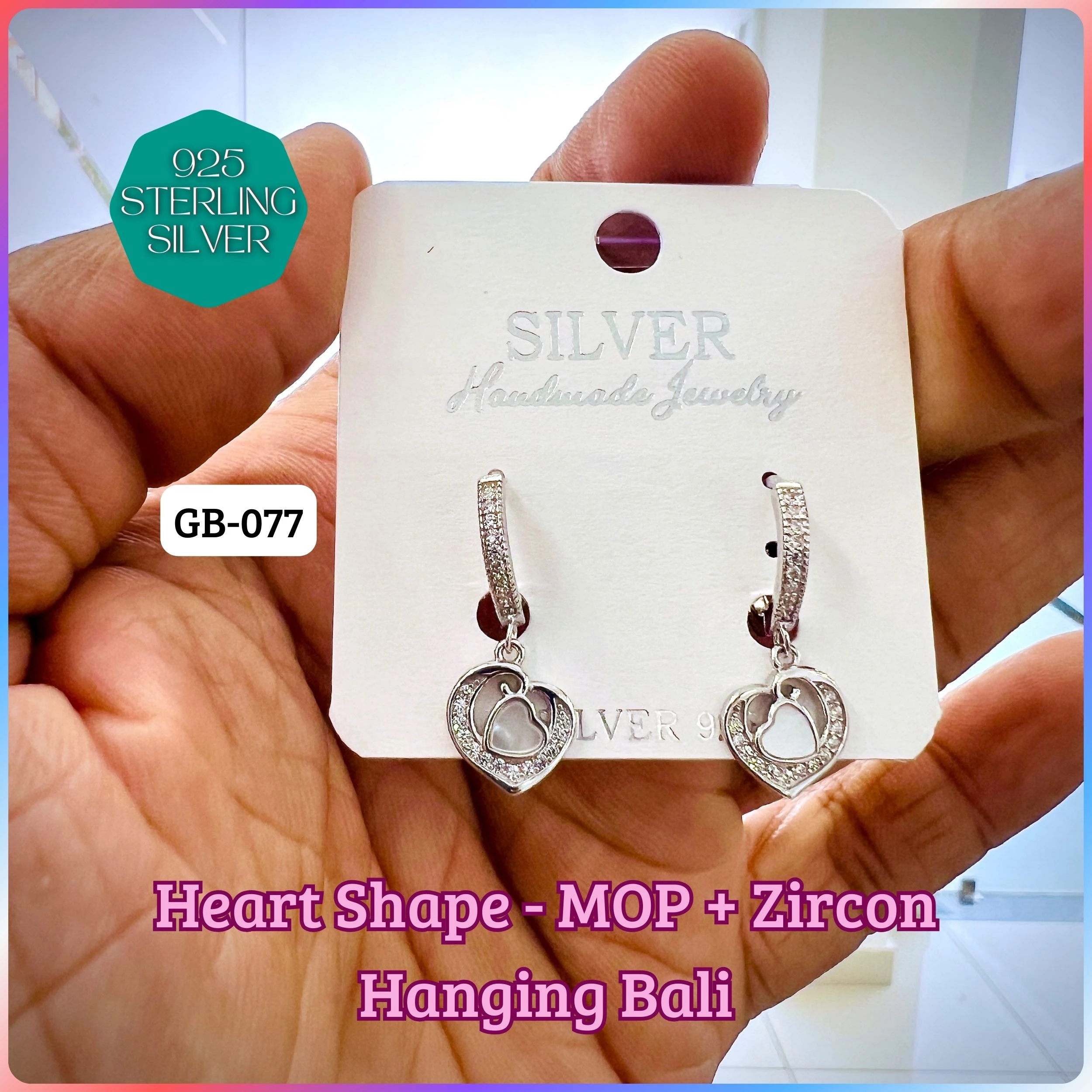 CZ PEARL HANGINGS LIGHT WEIGHT - Premium 925 Silver Jewellery - SKU: GB-077-012 - Hyderabad Silver Importers