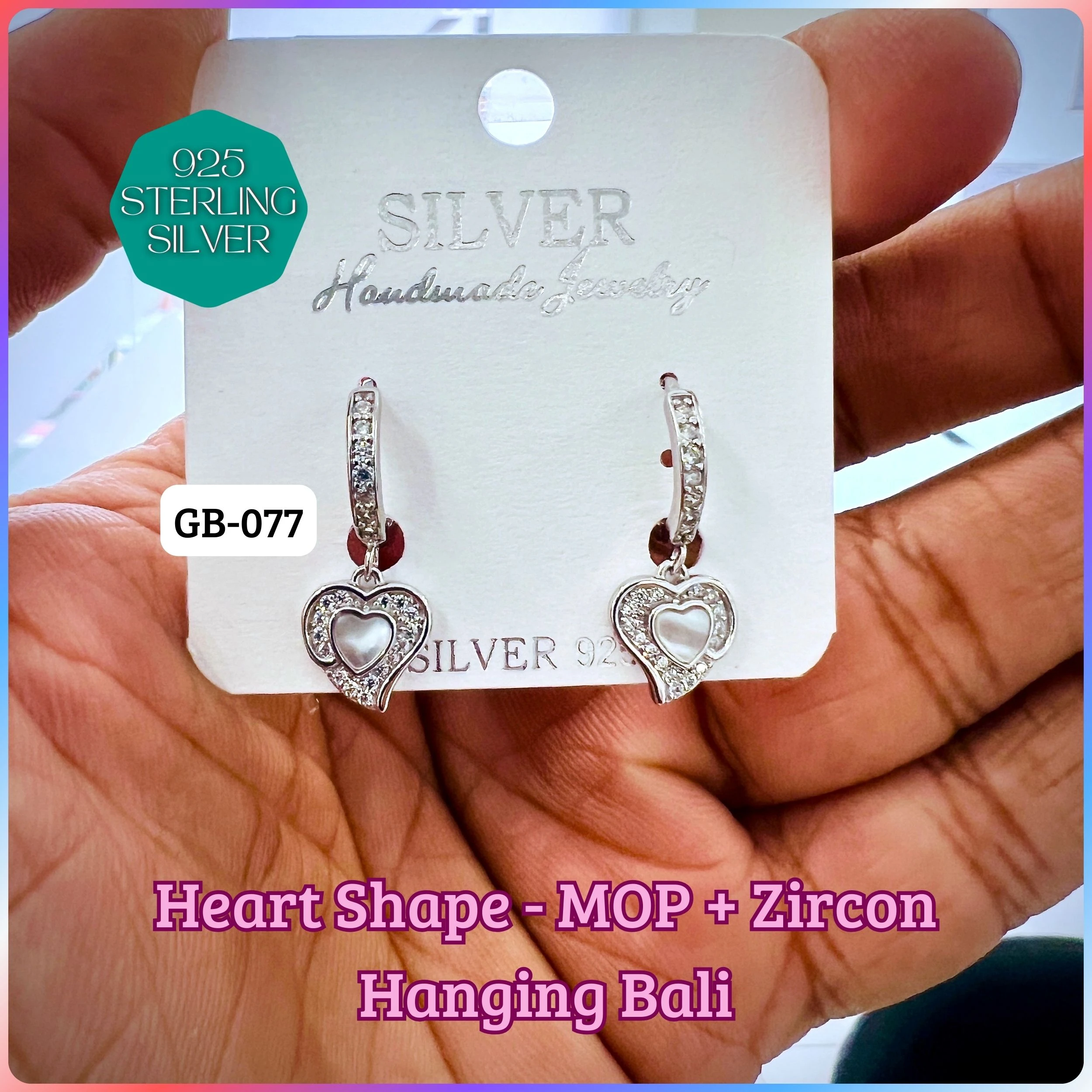 CZ PEARL HANGINGS LIGHT WEIGHT - Premium 925 Silver Jewellery - SKU: GB-077-016 - Hyderabad Silver Importers