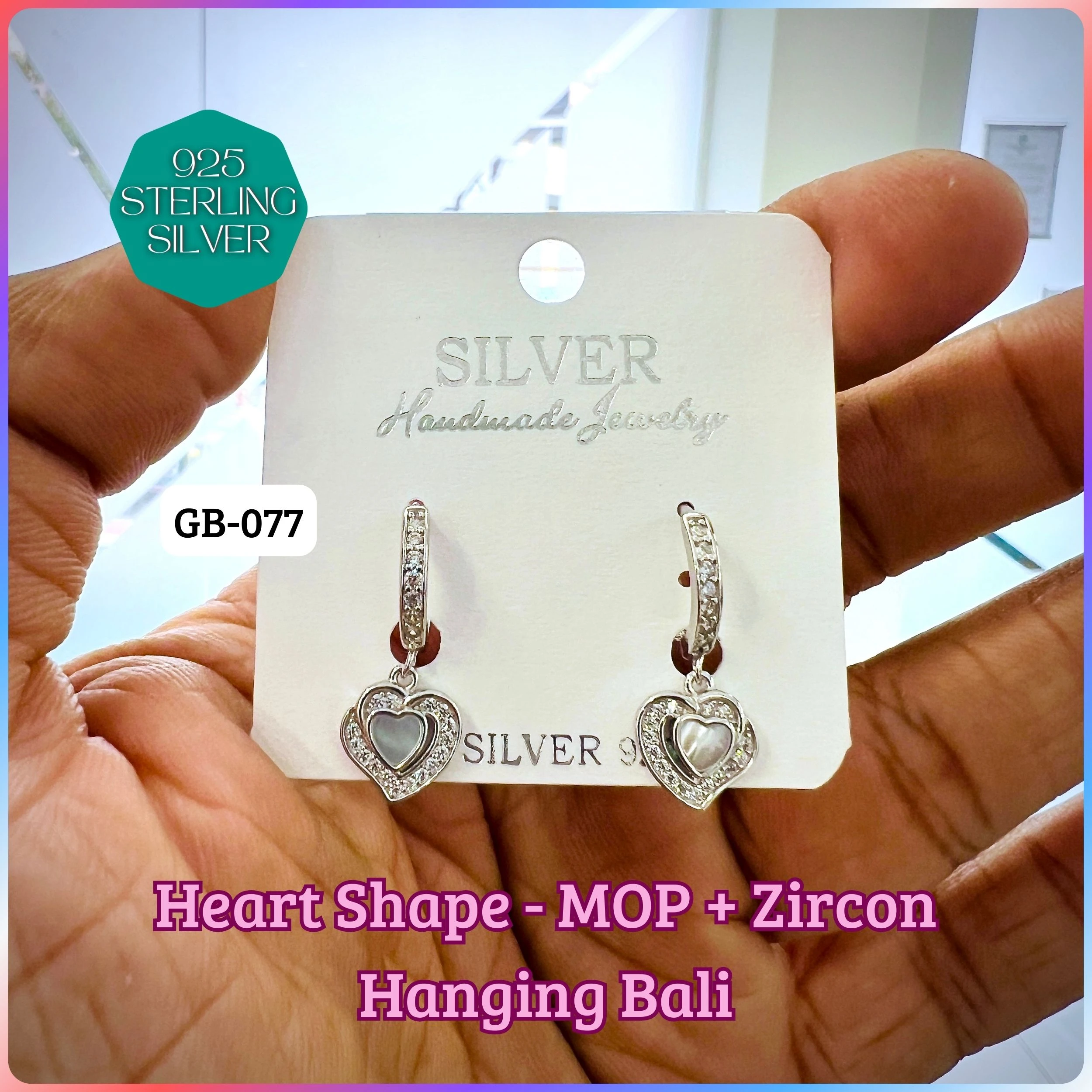 CZ PEARL HANGINGS LIGHT WEIGHT - Premium 925 Silver Jewellery - SKU: GB-077-017 - Hyderabad Silver Importers