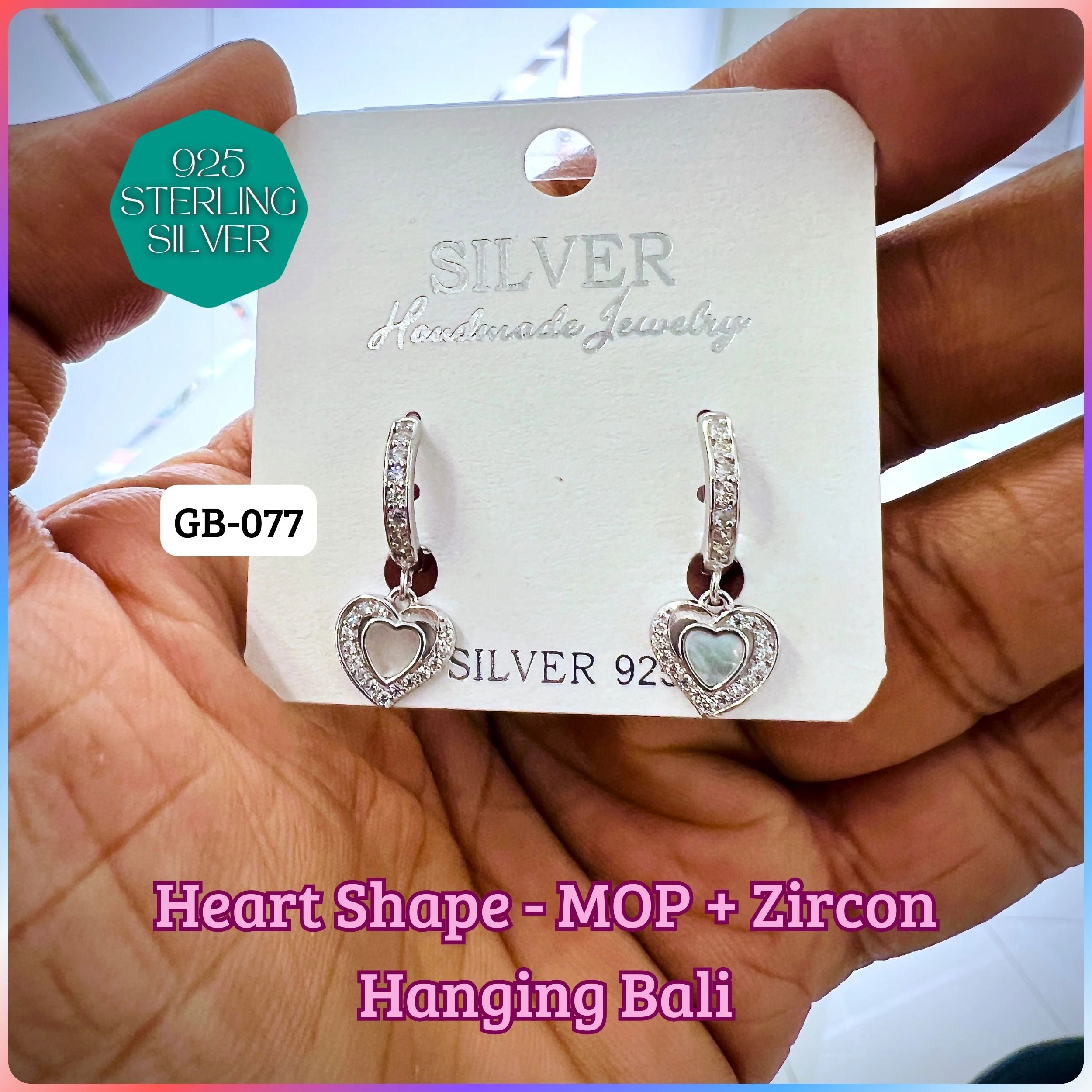 CZ PEARL HANGINGS LIGHT WEIGHT - Premium 925 Silver Jewellery - SKU: GB-077-019 - Hyderabad Silver Importers