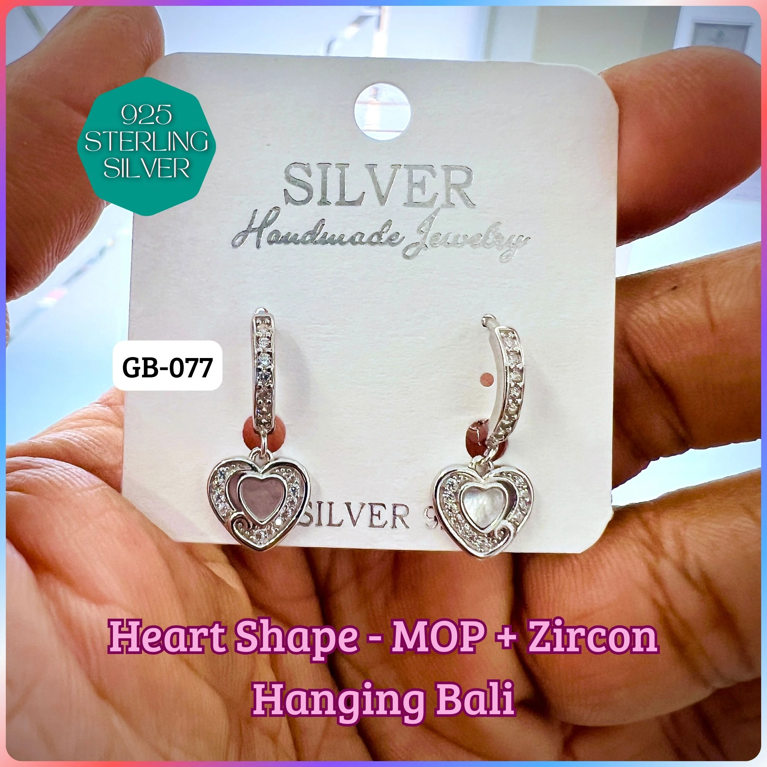 CZ PEARL HANGINGS LIGHT WEIGHT - Premium 925 Silver Jewellery - SKU: GB-077-024 - Hyderabad Silver Importers