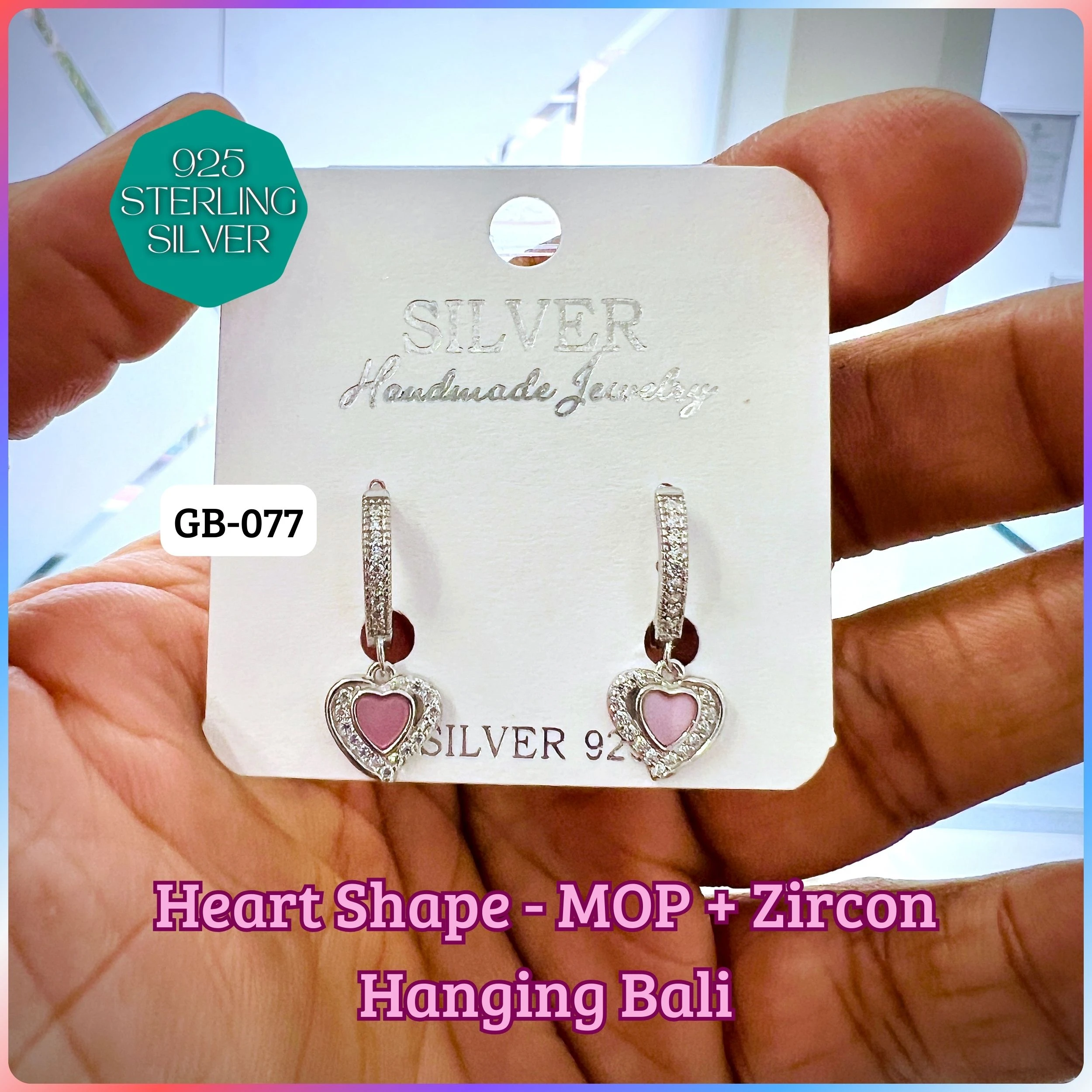 CZ PEARL HANGINGS LIGHT WEIGHT - Premium 925 Silver Jewellery - SKU: GB-077-025 - Hyderabad Silver Importers