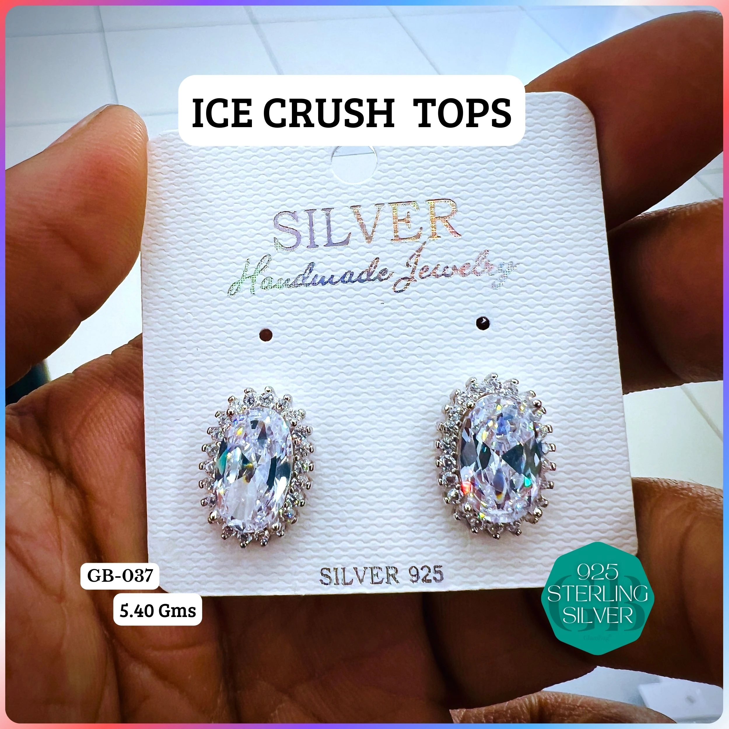 SWAROVSKI HANGNING BALI - Premium 925 Silver Jewellery - SKU: GB-079-002 - Hyderabad Silver Importers