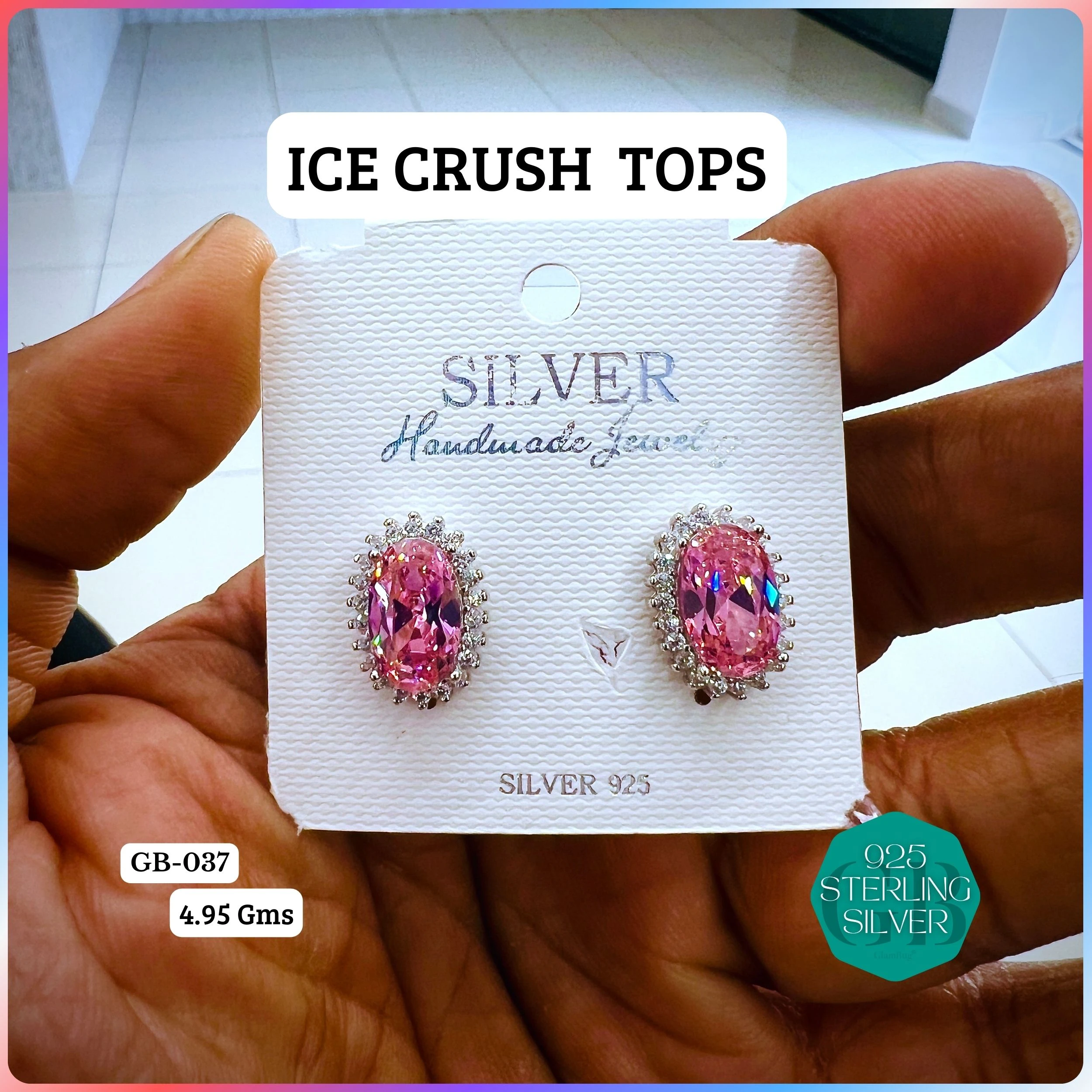 SWAROVSKI HANGNING BALI - Premium 925 Silver Jewellery - SKU: GB-079-009 - Hyderabad Silver Importers