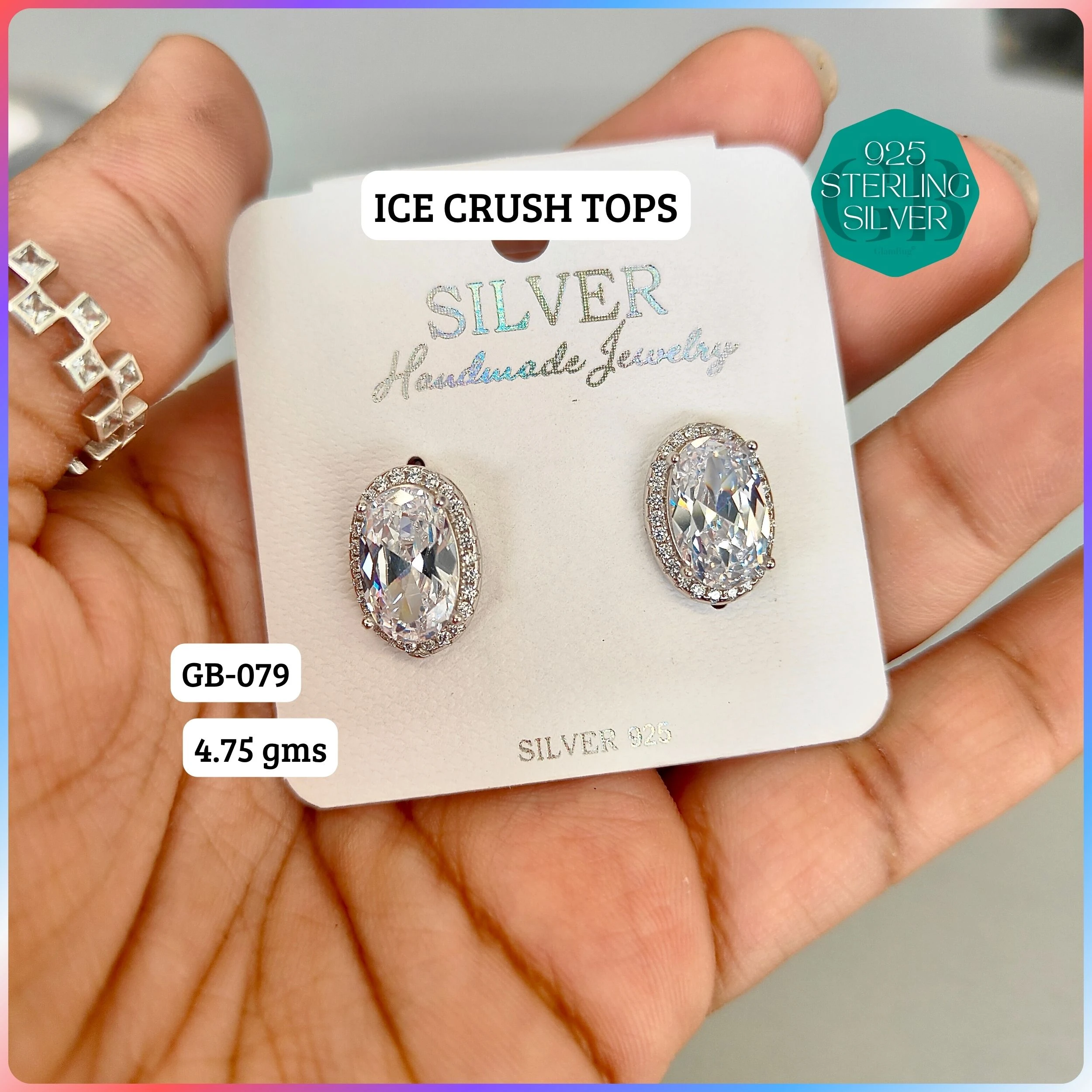 SWAROVSKI HANGNING BALI - Premium 925 Silver Jewellery - SKU: GB-079-015 - Hyderabad Silver Importers