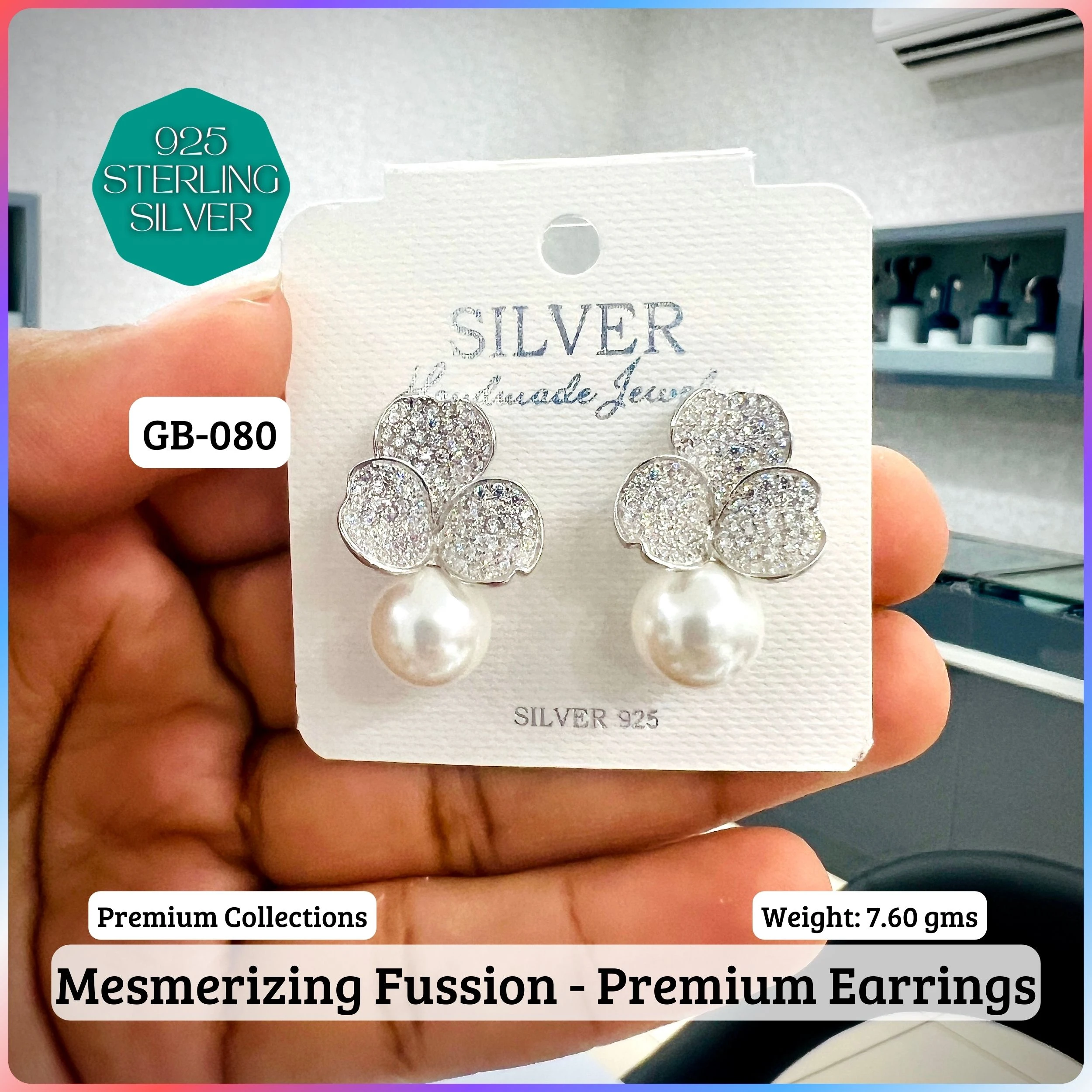 Mesmerizing Fusion - Premium Earrings - Premium 925 Silver Jewellery - SKU: GB-080-005 - Hyderabad Silver Importers
