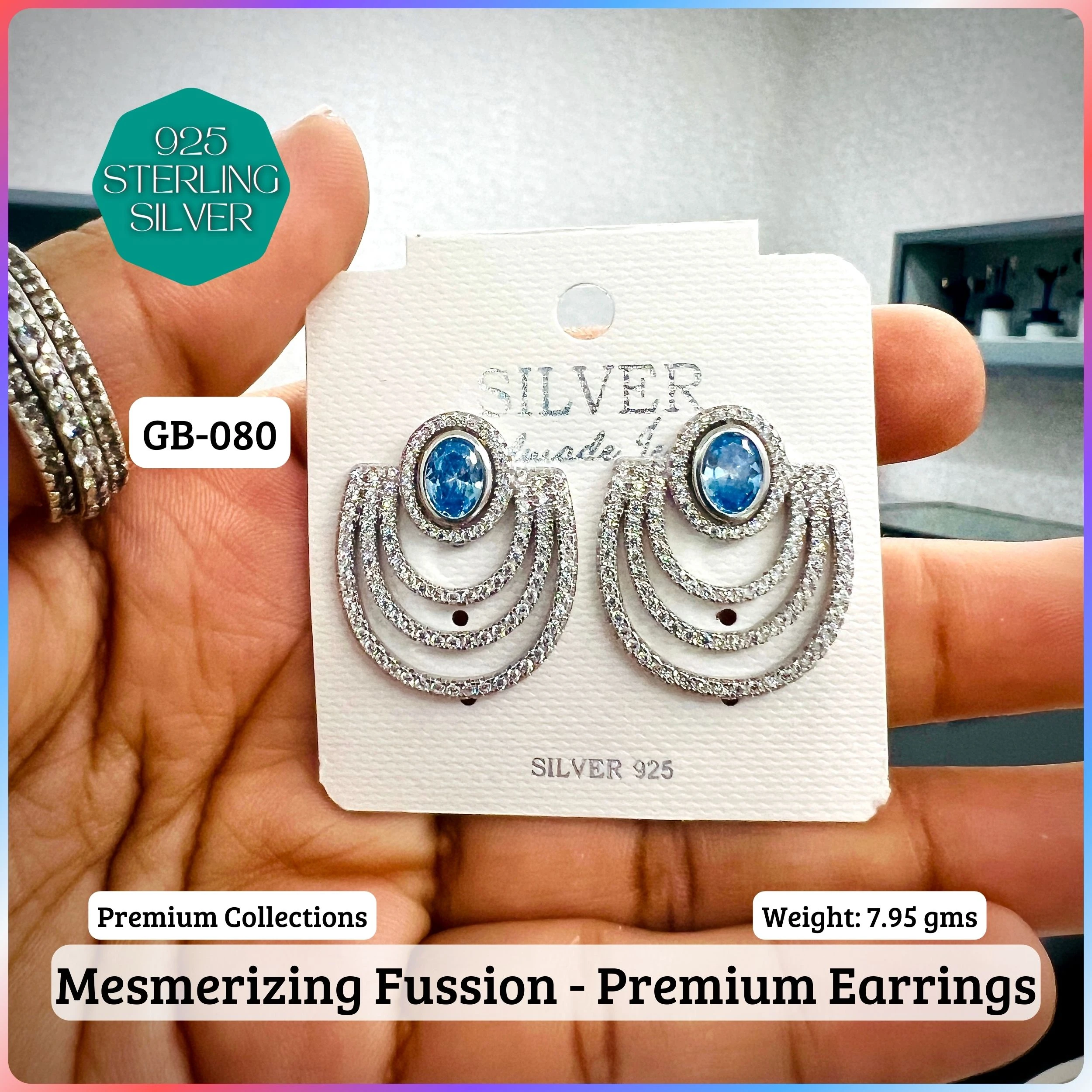 Mesmerizing Fusion - Premium Earrings - Premium 925 Silver Jewellery - SKU: GB-080-016 - Hyderabad Silver Importers