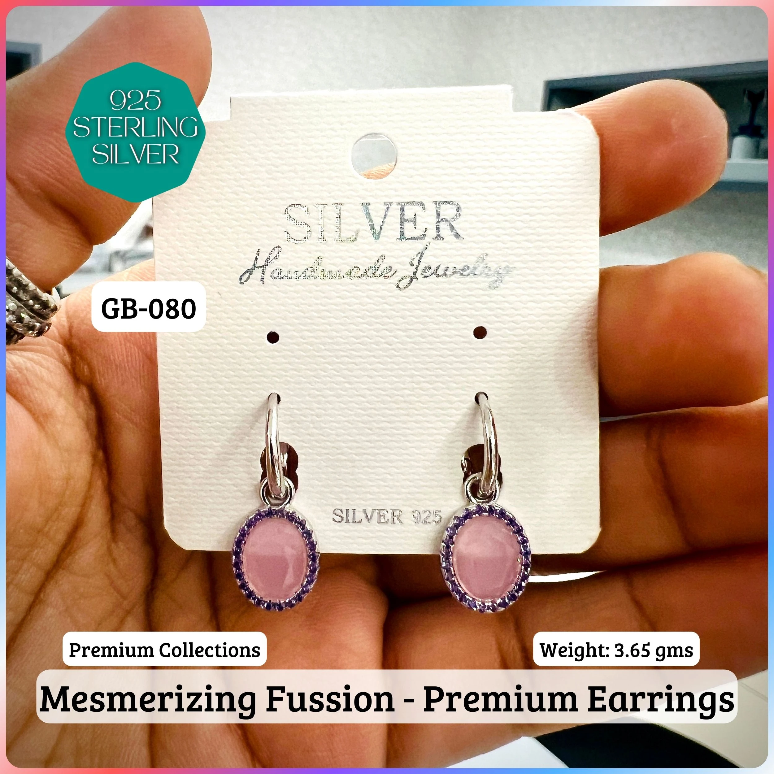 Mesmerizing Fusion - Premium Earrings - Premium 925 Silver Jewellery - SKU: GB-080-018 - Hyderabad Silver Importers