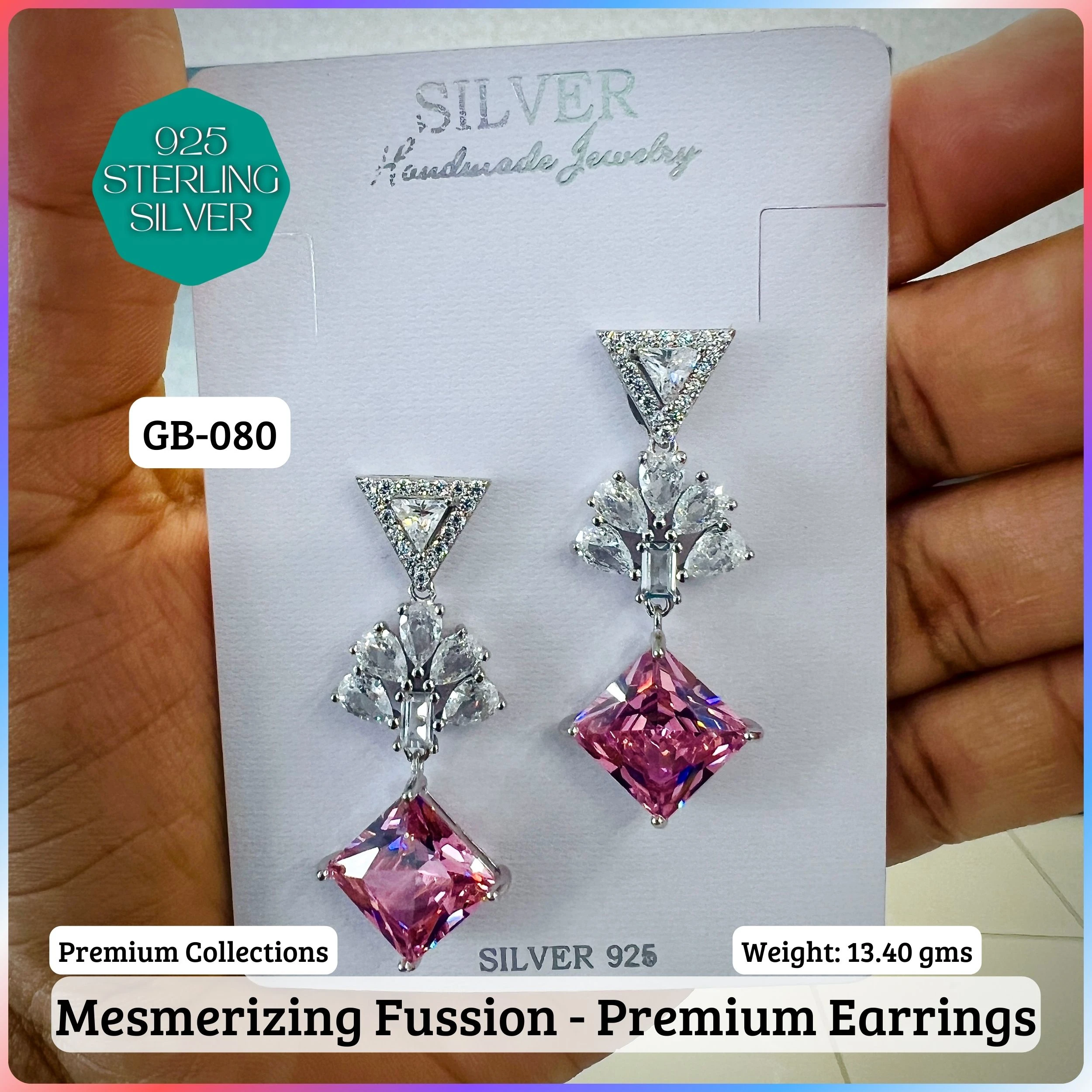 Mesmerizing Fusion - Premium Earrings - Premium 925 Silver Jewellery - SKU: GB-080-019 - Hyderabad Silver Importers