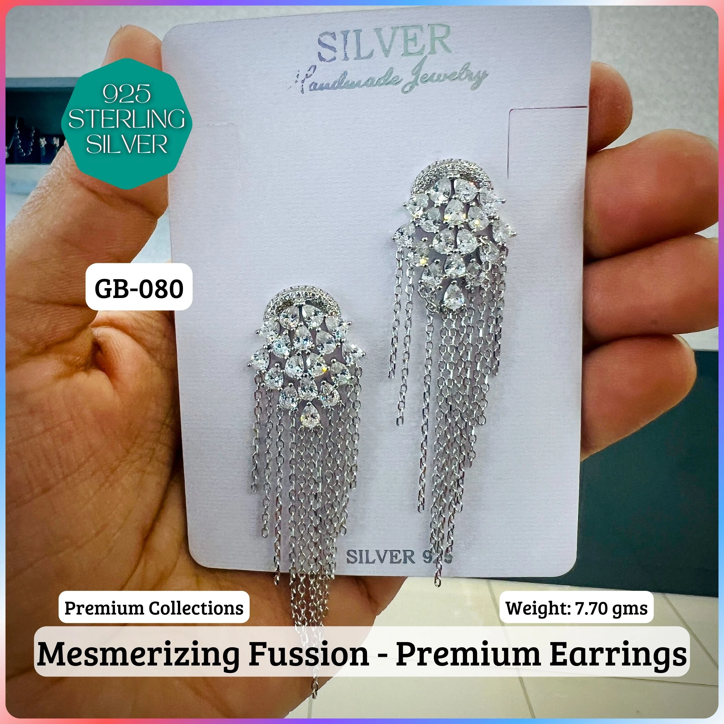 Mesmerizing Fusion - Premium Earrings - Premium 925 Silver Jewellery - SKU: GB-080-024 - Hyderabad Silver Importers