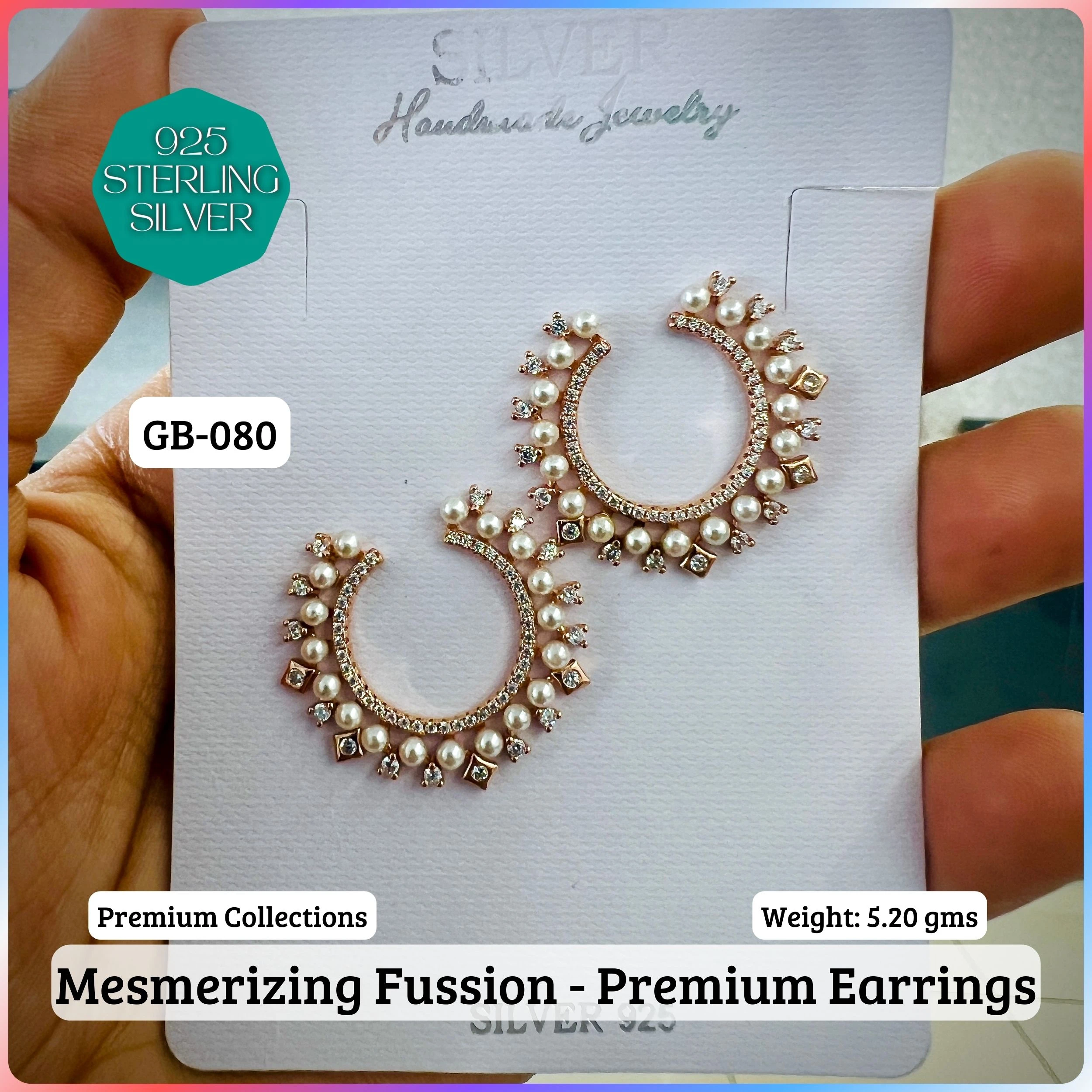 Mesmerizing Fusion - Premium Earrings - Premium 925 Silver Jewellery - SKU: GB-080-025 - Hyderabad Silver Importers