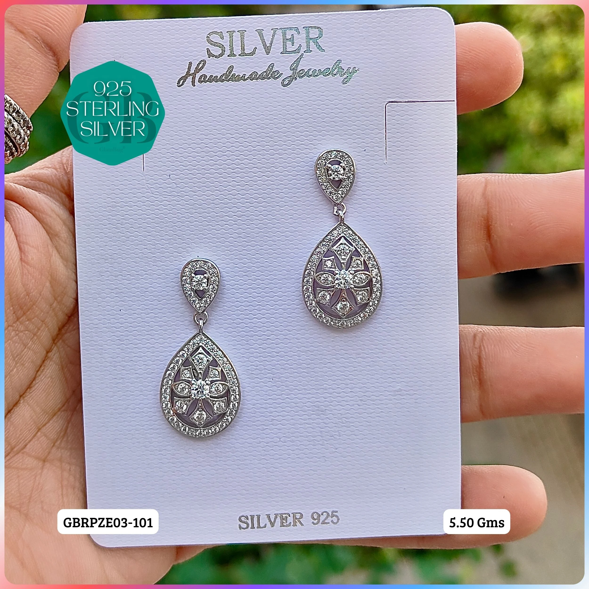 Mesmerizing Fusion - Premium Earrings - Premium 925 Silver Jewellery - SKU: GB-080-054 - Hyderabad Silver Importers