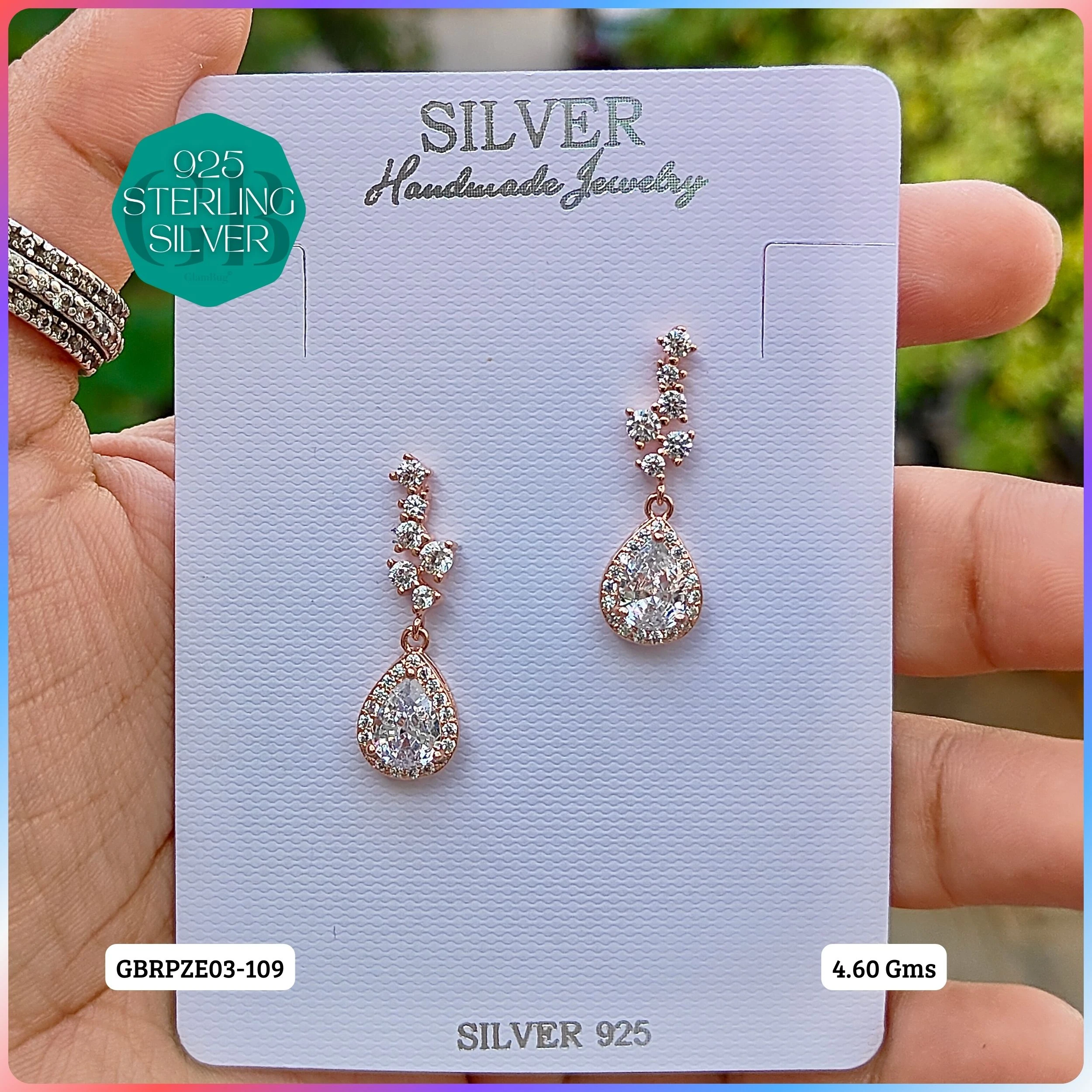 Mesmerizing Fusion - Premium Earrings - Premium 925 Silver Jewellery - SKU: GB-080-056 - Hyderabad Silver Importers