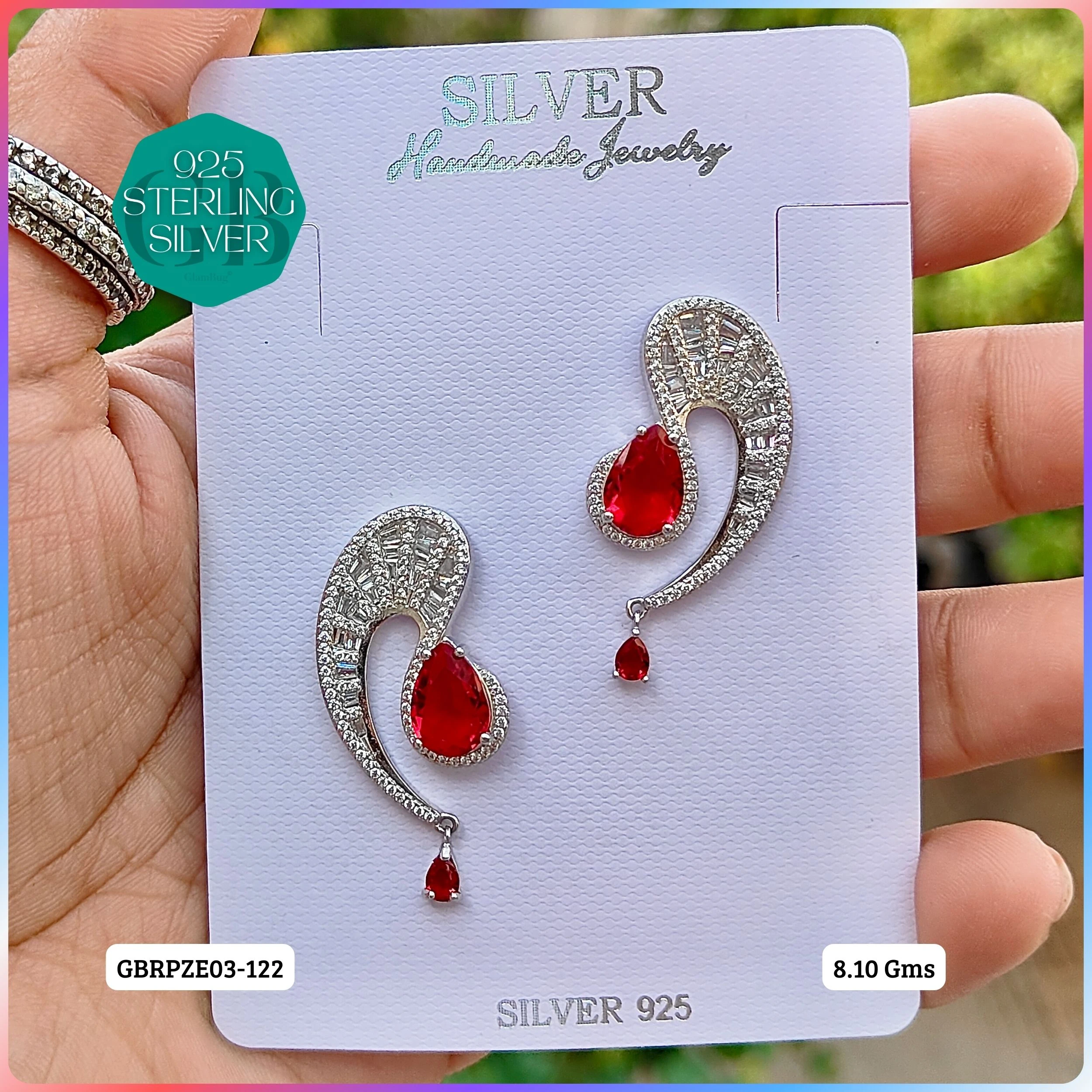 Mesmerizing Fusion - Premium Earrings - Premium 925 Silver Jewellery - SKU: GB-080-060 - Hyderabad Silver Importers