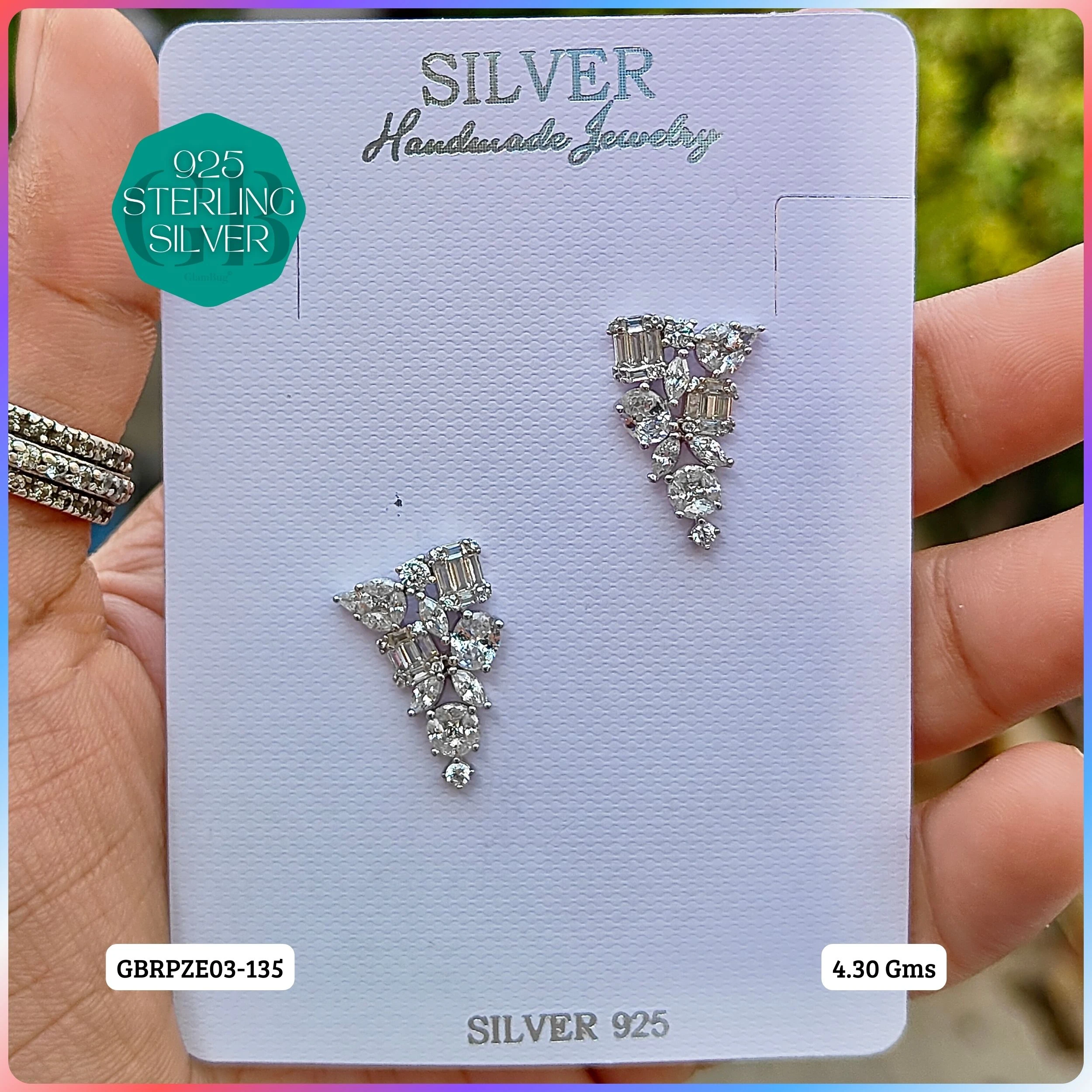 Mesmerizing Fusion - Premium Earrings - Premium 925 Silver Jewellery - SKU: GB-080-064 - Hyderabad Silver Importers