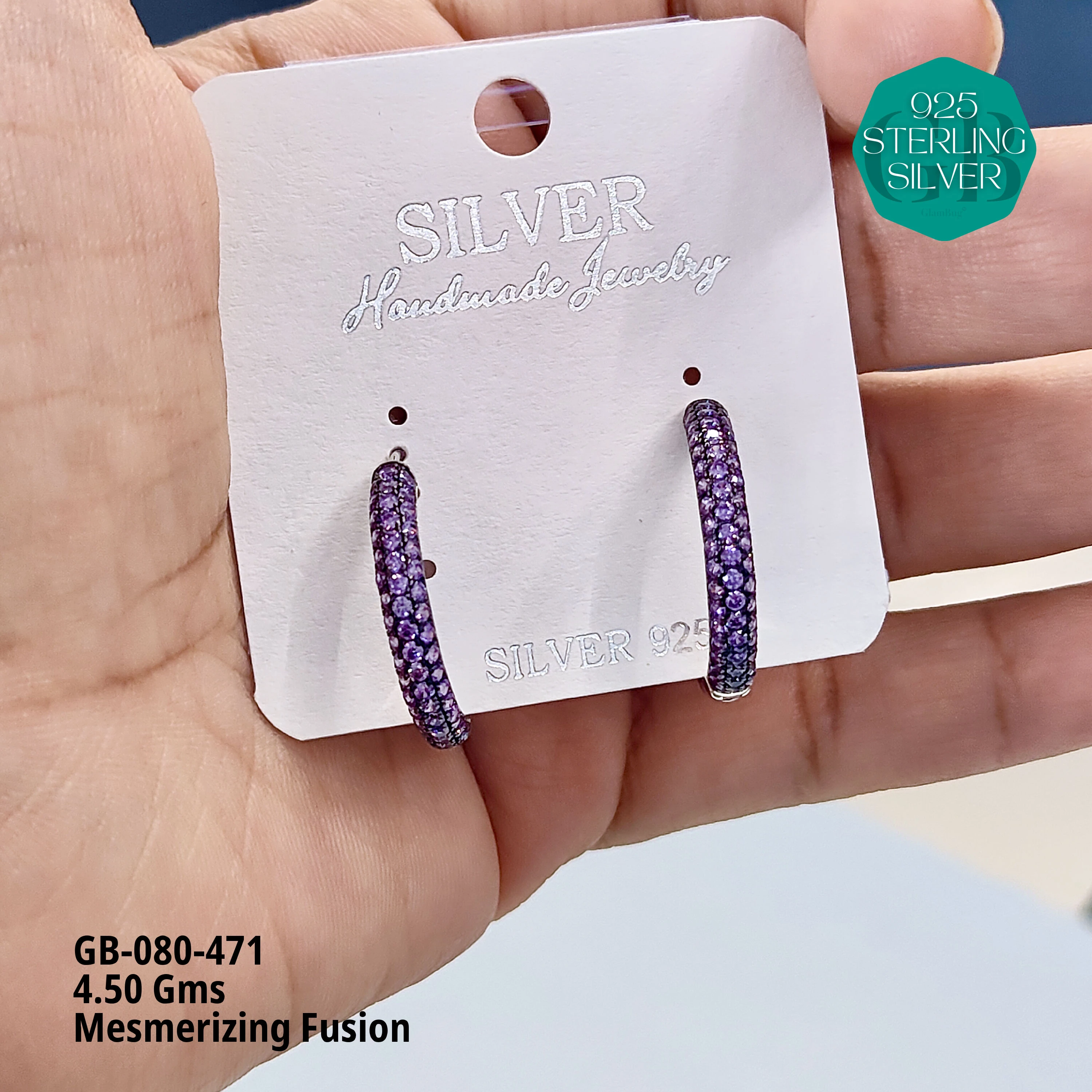 Mesmerizing Fusion - Premium Earrings - Premium 925 Silver Jewellery - SKU: GB-080-471 - Hyderabad Silver Importers