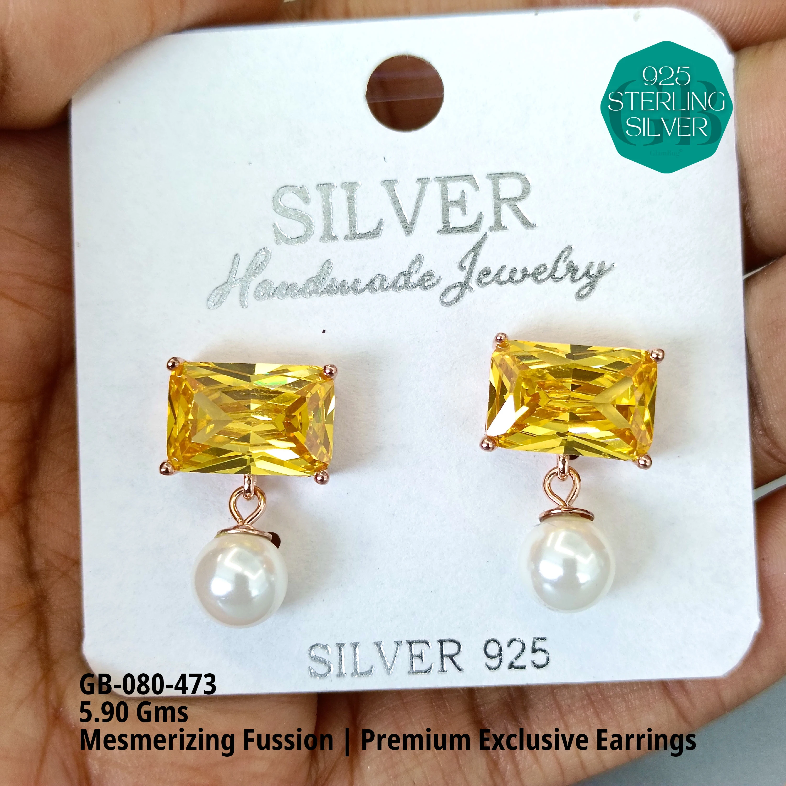 Mesmerizing Fusion - Premium Earrings - Premium 925 Silver Jewellery - SKU: GB-080-473 - Hyderabad Silver Importers