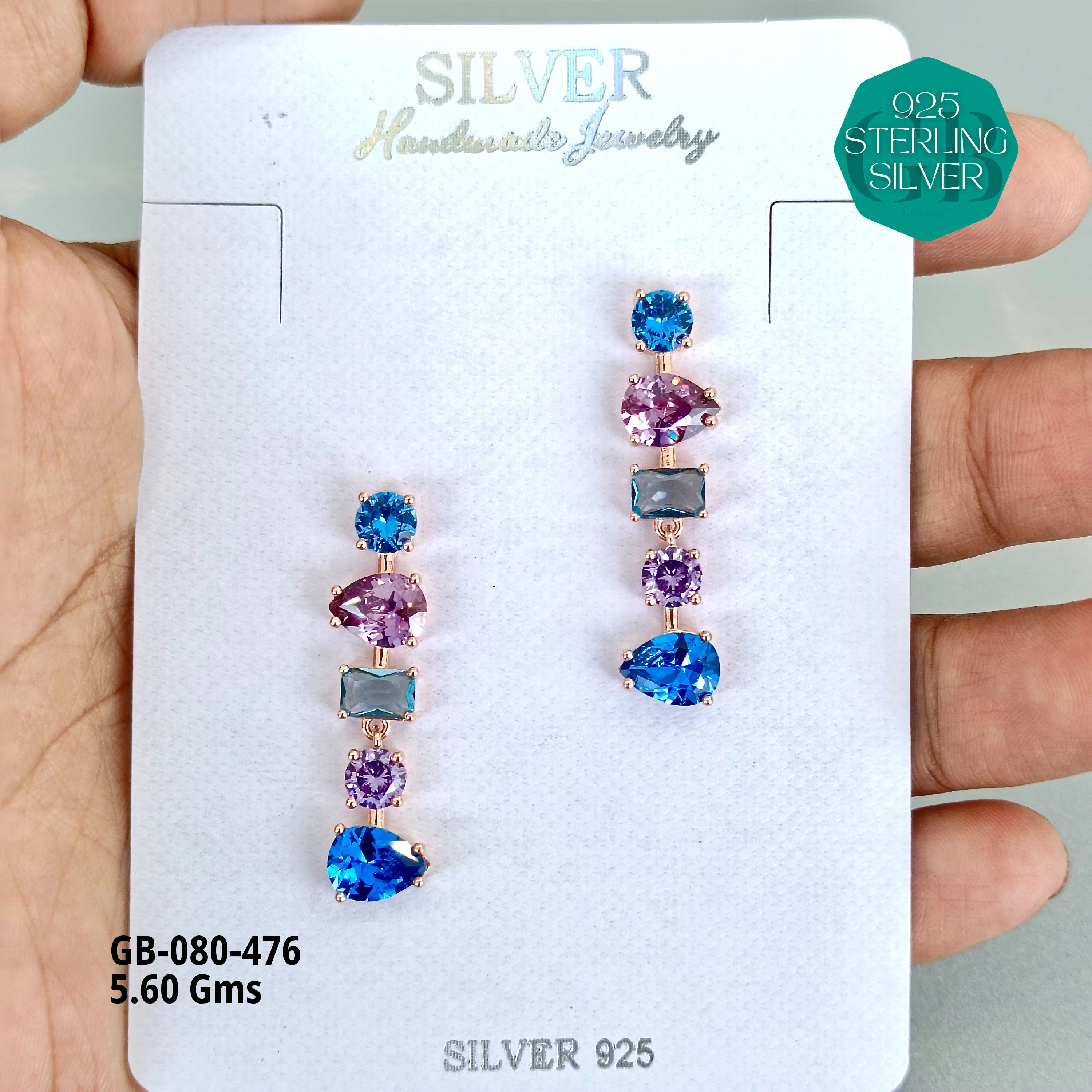 Mesmerizing Fusion - Premium Earrings - Premium 925 Silver Jewellery - SKU: GB-080-476 - Hyderabad Silver Importers