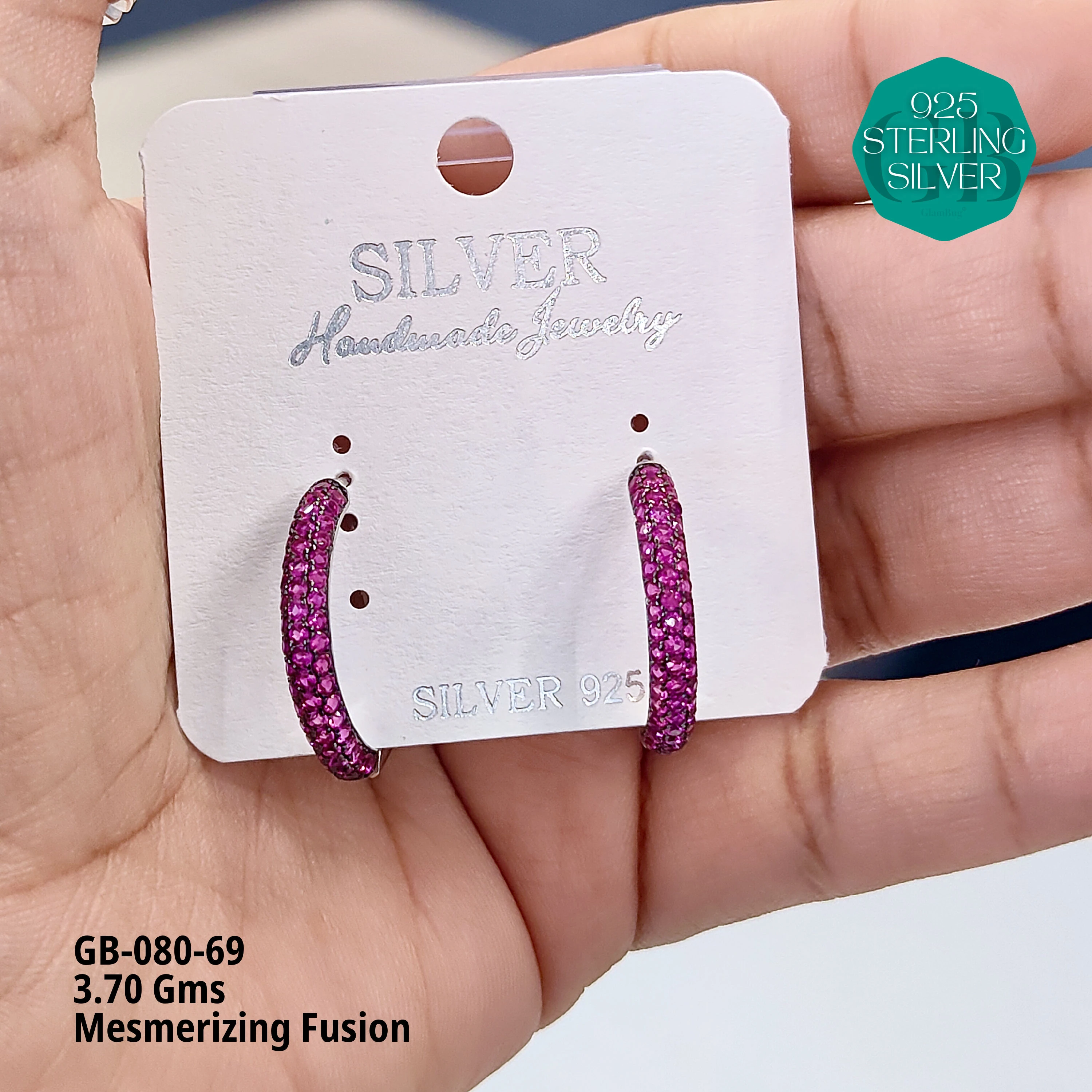 Mesmerizing Fusion - Premium Earrings - Premium 925 Silver Jewellery - SKU: GB-080-69 - Hyderabad Silver Importers