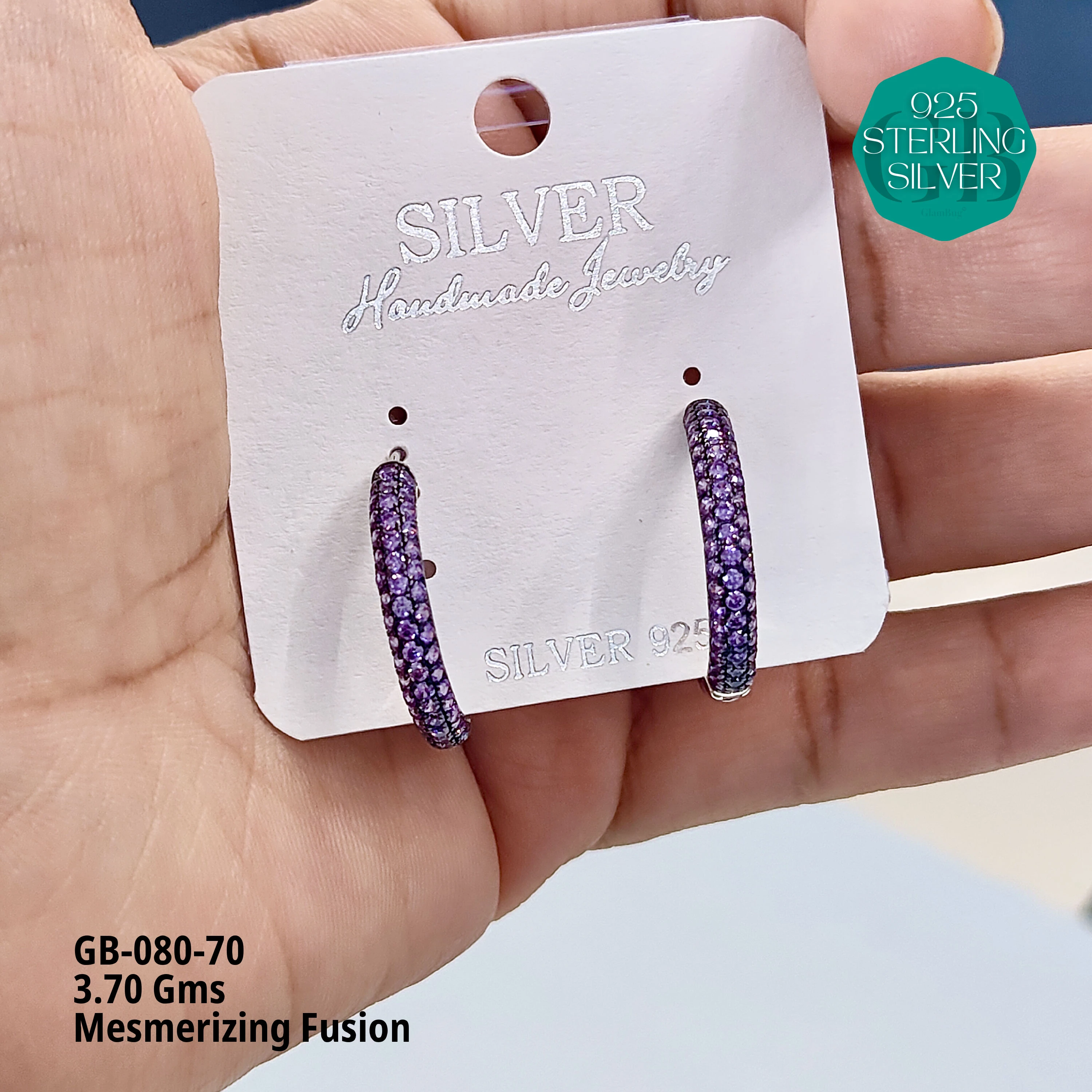 Mesmerizing Fusion - Premium Earrings - Premium 925 Silver Jewellery - SKU: GB-080-70 - Hyderabad Silver Importers