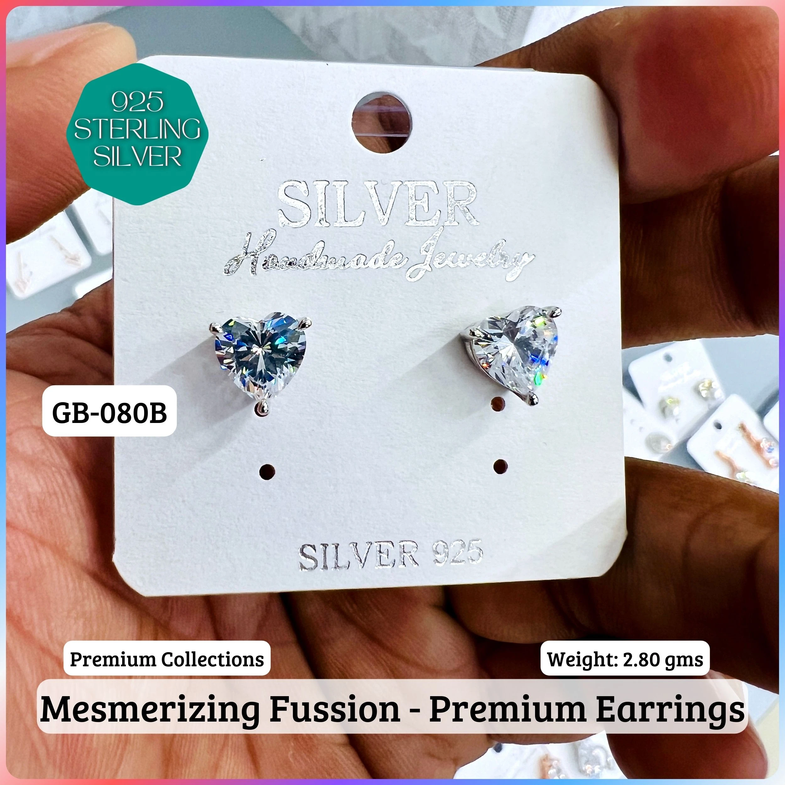 MF Premium earrings - Premium 925 Silver Jewellery - SKU: GB-080B-013 - Hyderabad Silver Importers