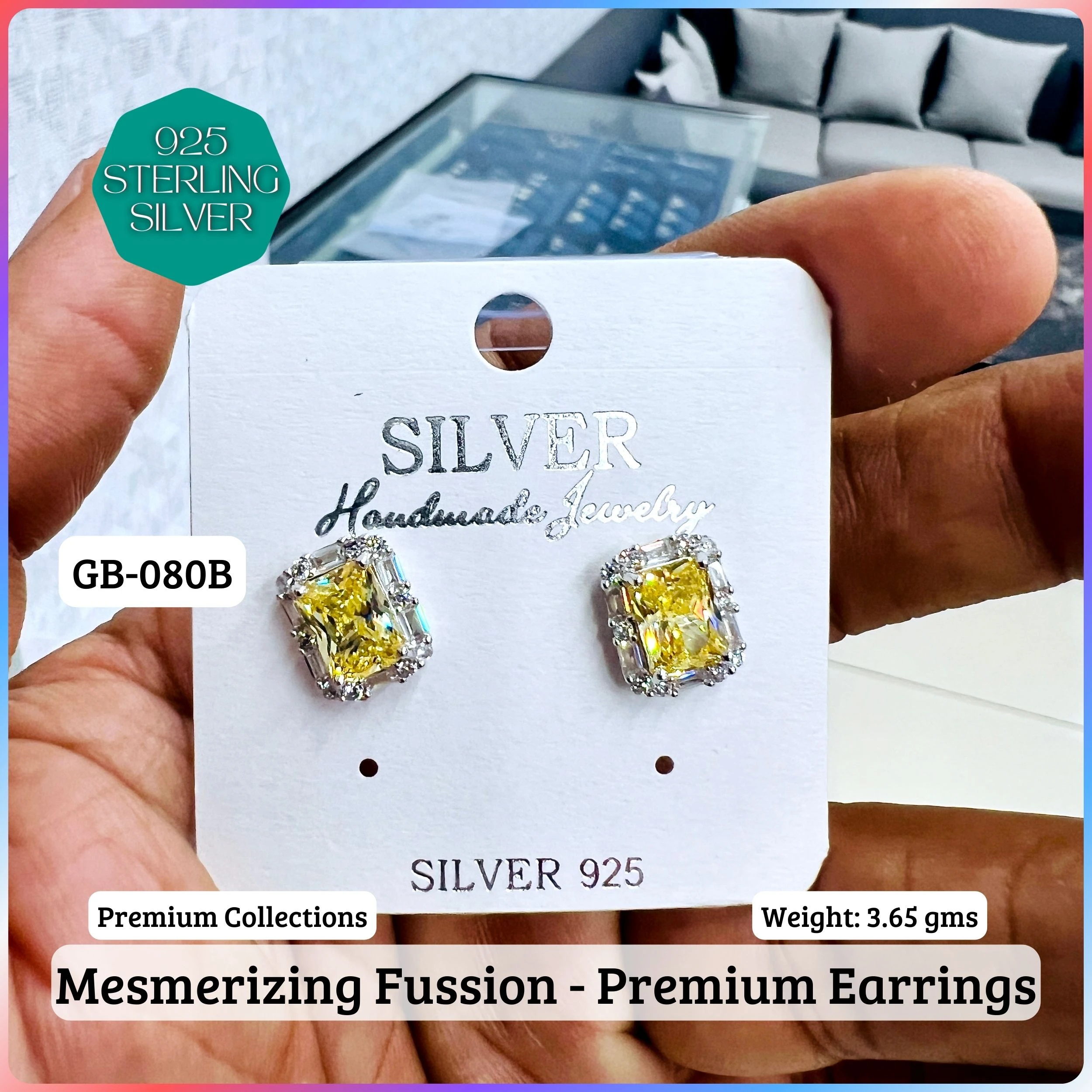 MF Premium earrings - Premium 925 Silver Jewellery - SKU: GB-080B-070 - Hyderabad Silver Importers