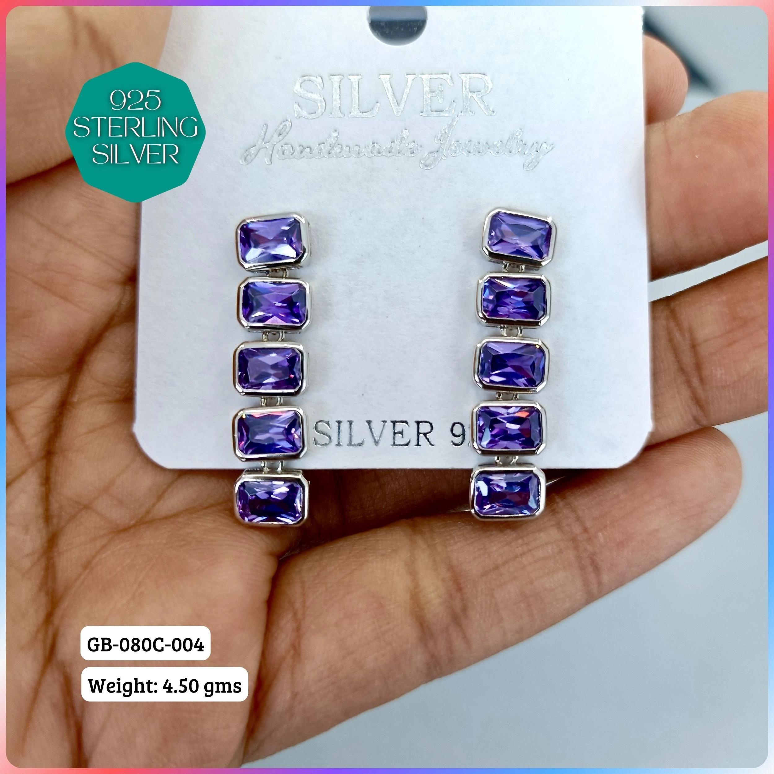 MF PREMIUM EARRINGS - Premium 925 Silver Jewellery - SKU: GB-080C-004 - Hyderabad Silver Importers