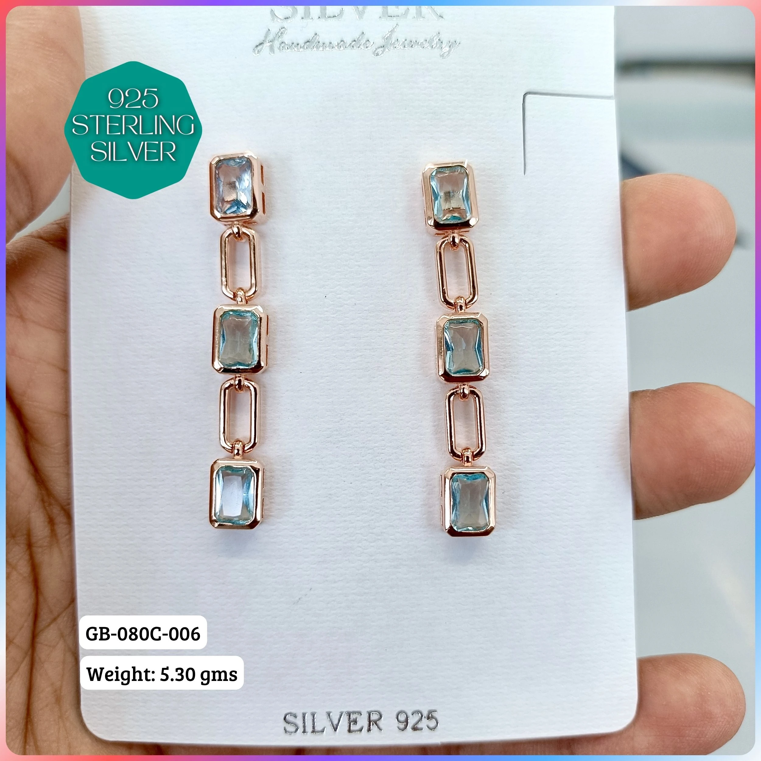 MF PREMIUM EARRINGS - Premium 925 Silver Jewellery - SKU: GB-080C-006 - Hyderabad Silver Importers