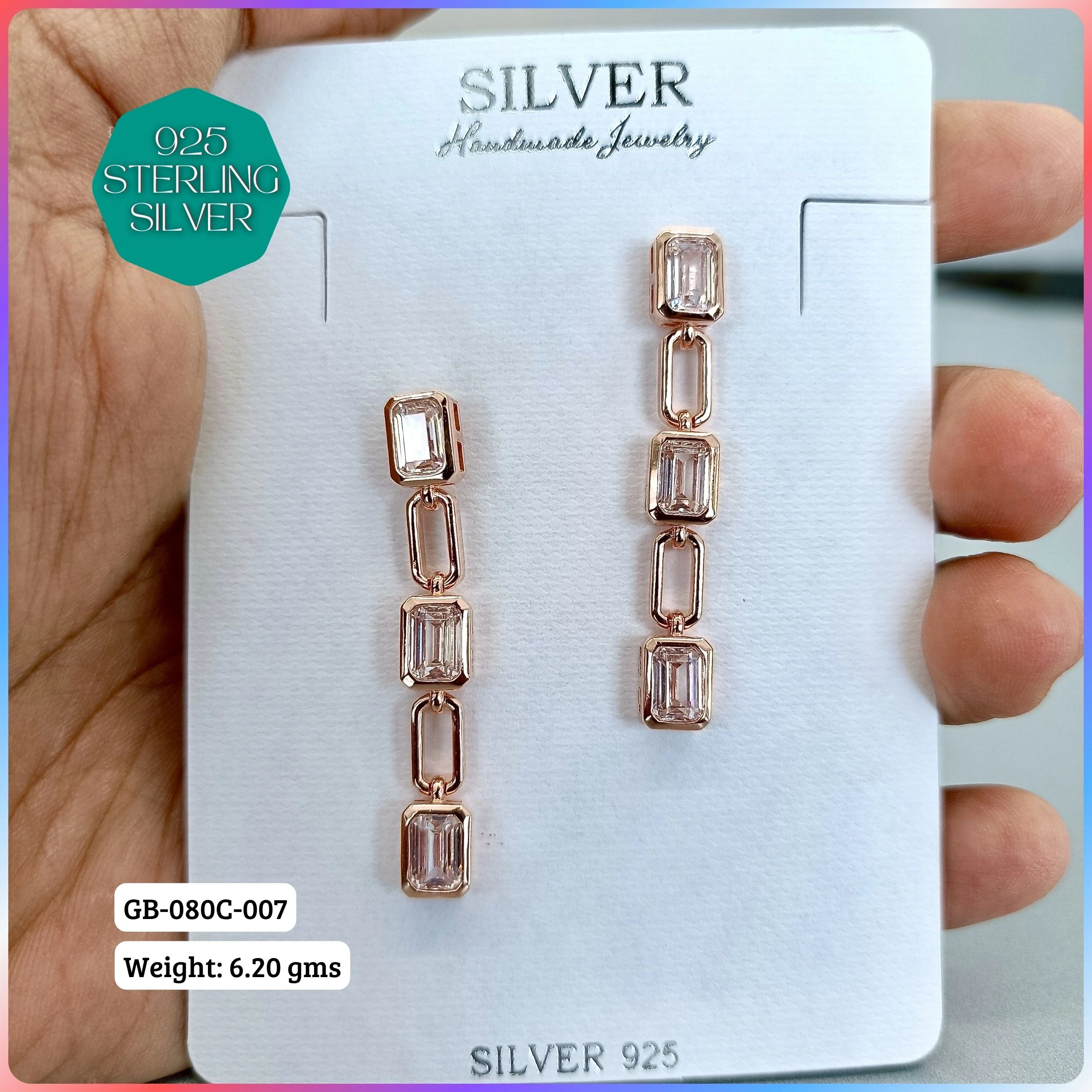 MF PREMIUM EARRINGS - Premium 925 Silver Jewellery - SKU: GB-080C-007 - Hyderabad Silver Importers