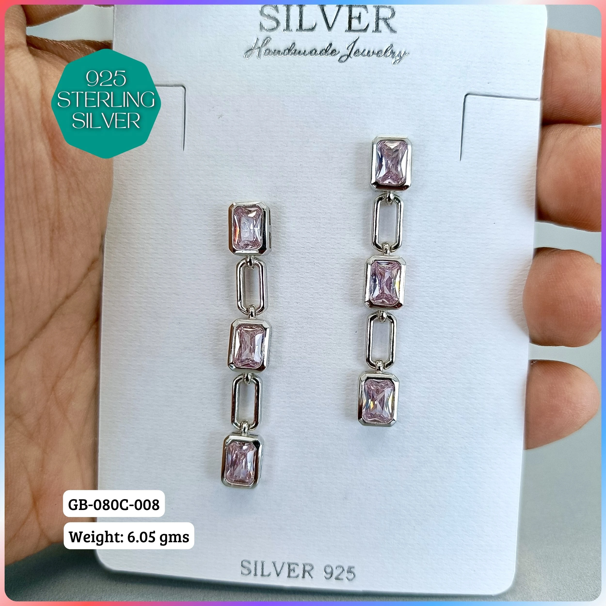 MF PREMIUM EARRINGS - Premium 925 Silver Jewellery - SKU: GB-080C-008 - Hyderabad Silver Importers