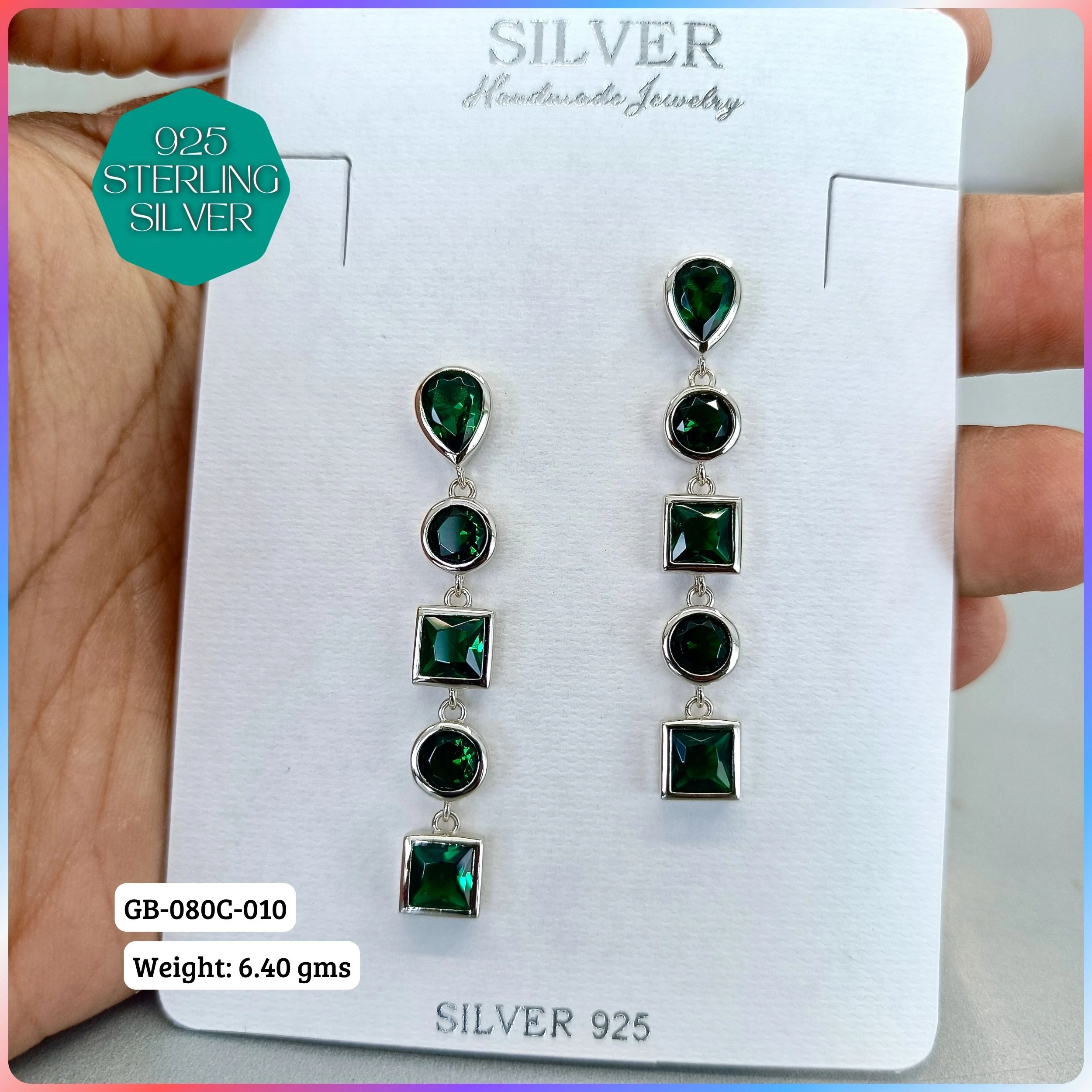 MF PREMIUM EARRINGS - Premium 925 Silver Jewellery - SKU: GB-080C-010 - Hyderabad Silver Importers