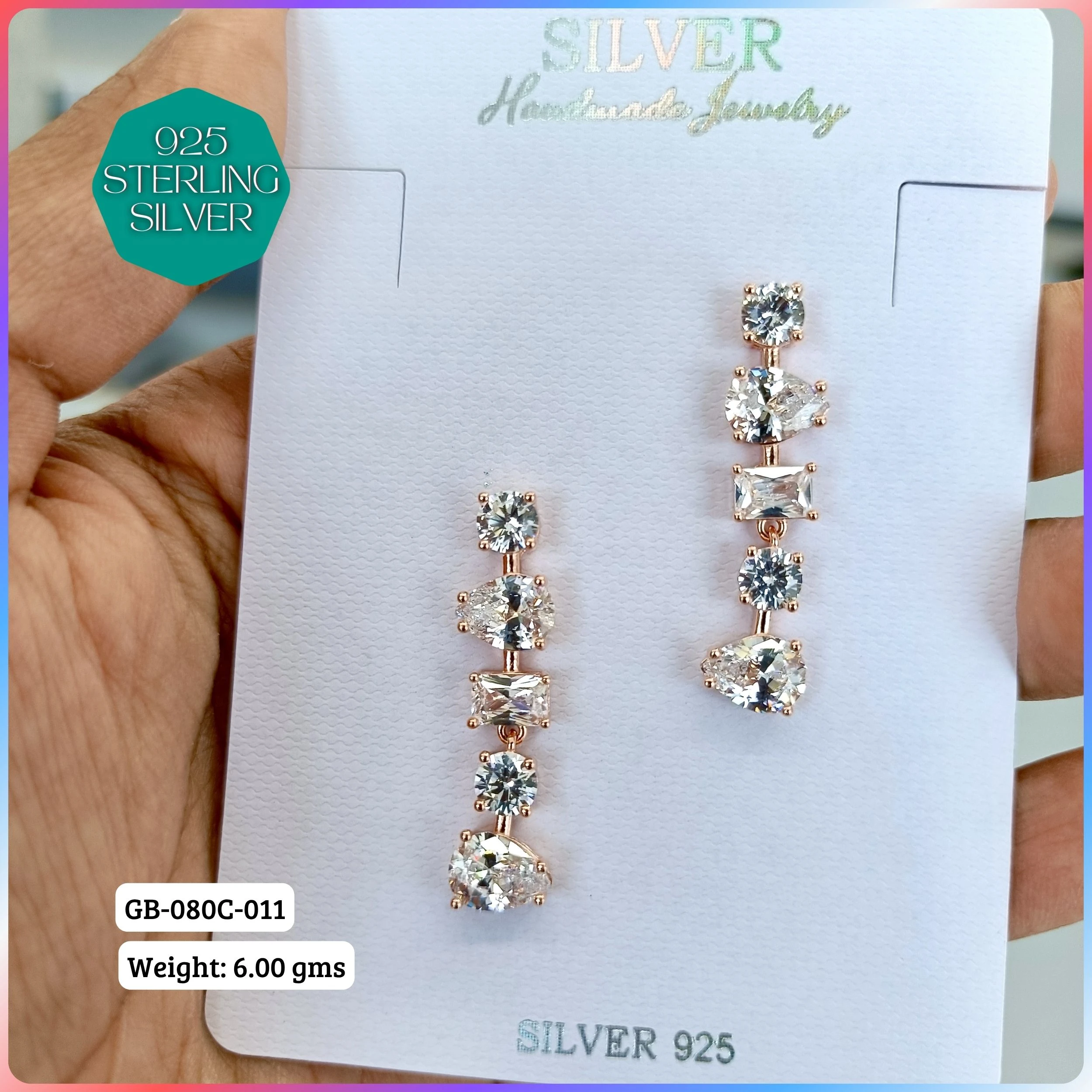 MF PREMIUM EARRINGS - Premium 925 Silver Jewellery - SKU: GB-080C-011 - Hyderabad Silver Importers