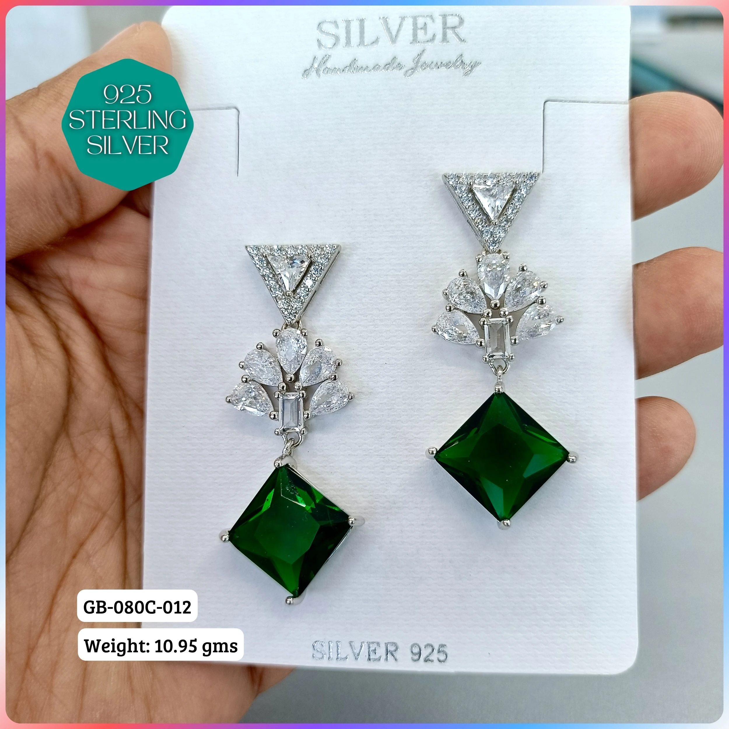 MF PREMIUM EARRINGS - Premium 925 Silver Jewellery - SKU: GB-080C-012 - Hyderabad Silver Importers