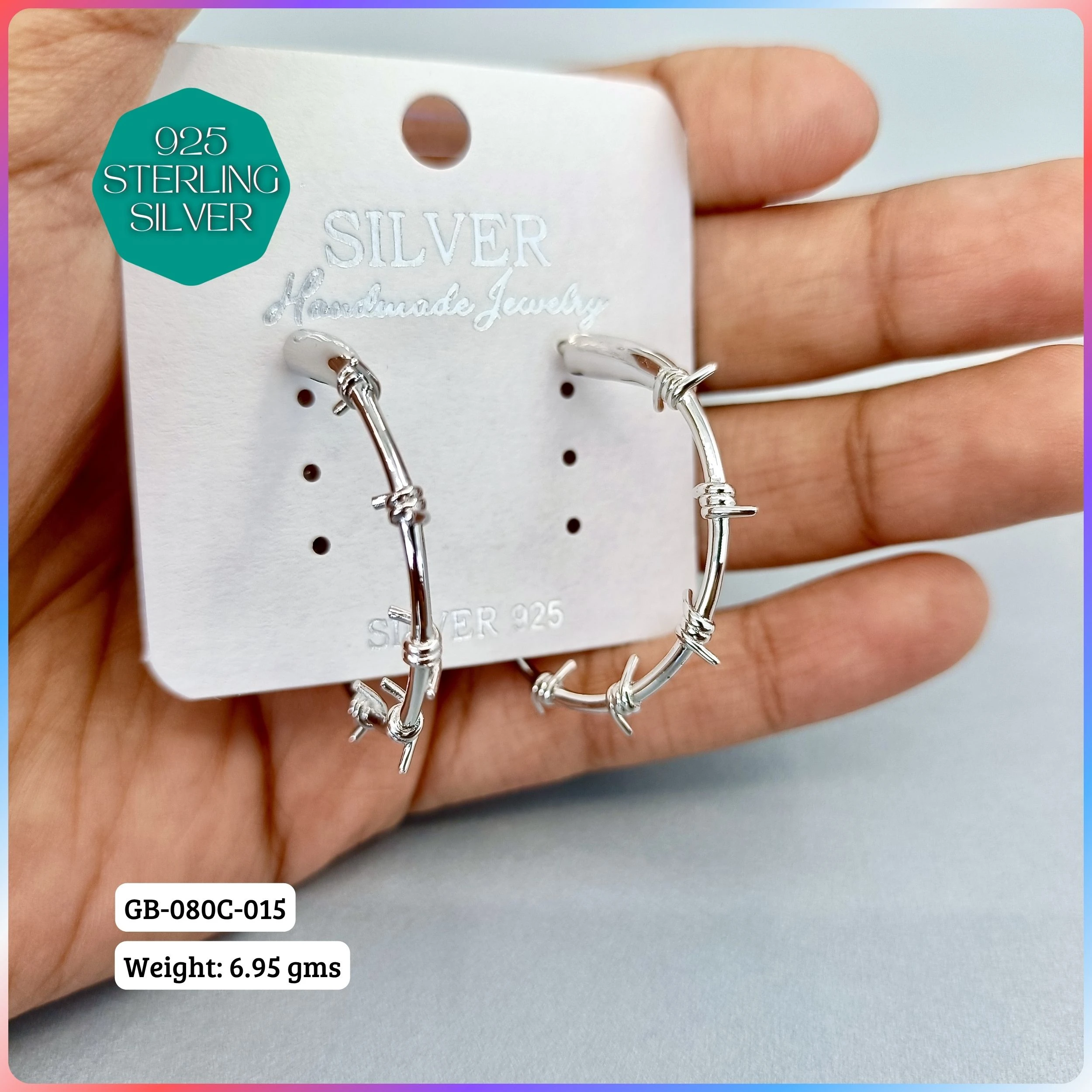 MF PREMIUM EARRINGS - Premium 925 Silver Jewellery - SKU: GB-080C-015 - Hyderabad Silver Importers