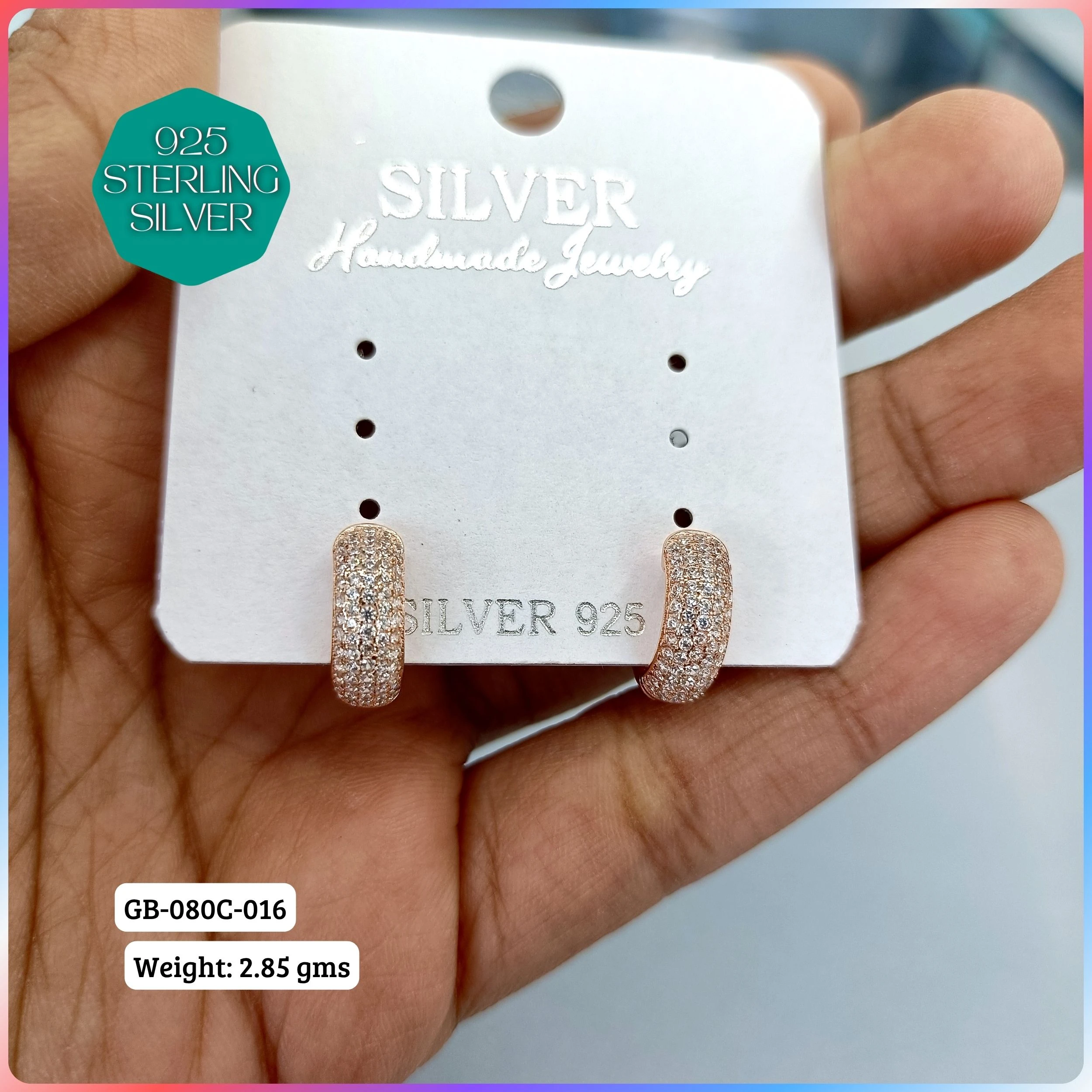 MF PREMIUM EARRINGS - Premium 925 Silver Jewellery - SKU: GB-080C-016 - Hyderabad Silver Importers