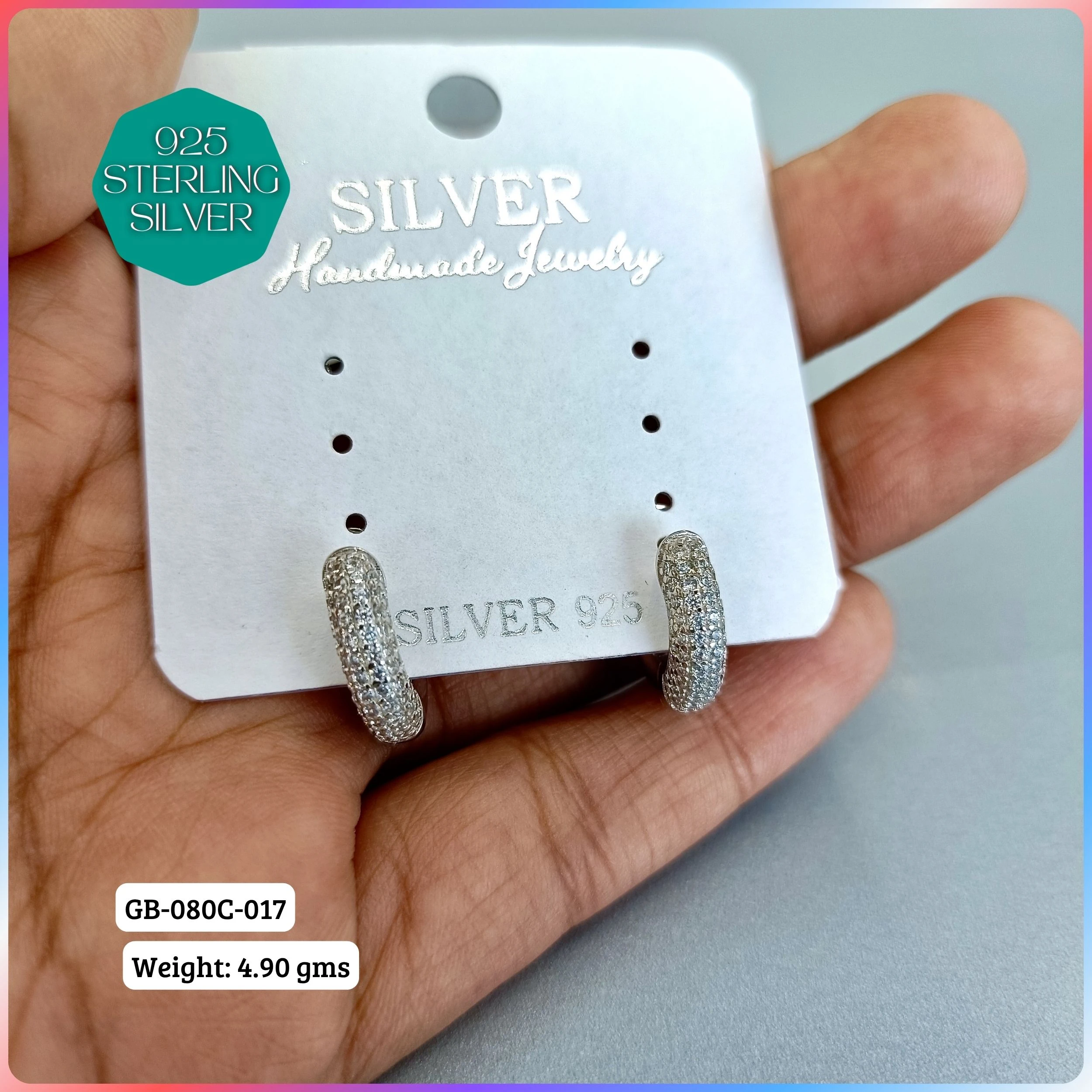 MF PREMIUM EARRINGS - Premium 925 Silver Jewellery - SKU: GB-080C-017 - Hyderabad Silver Importers