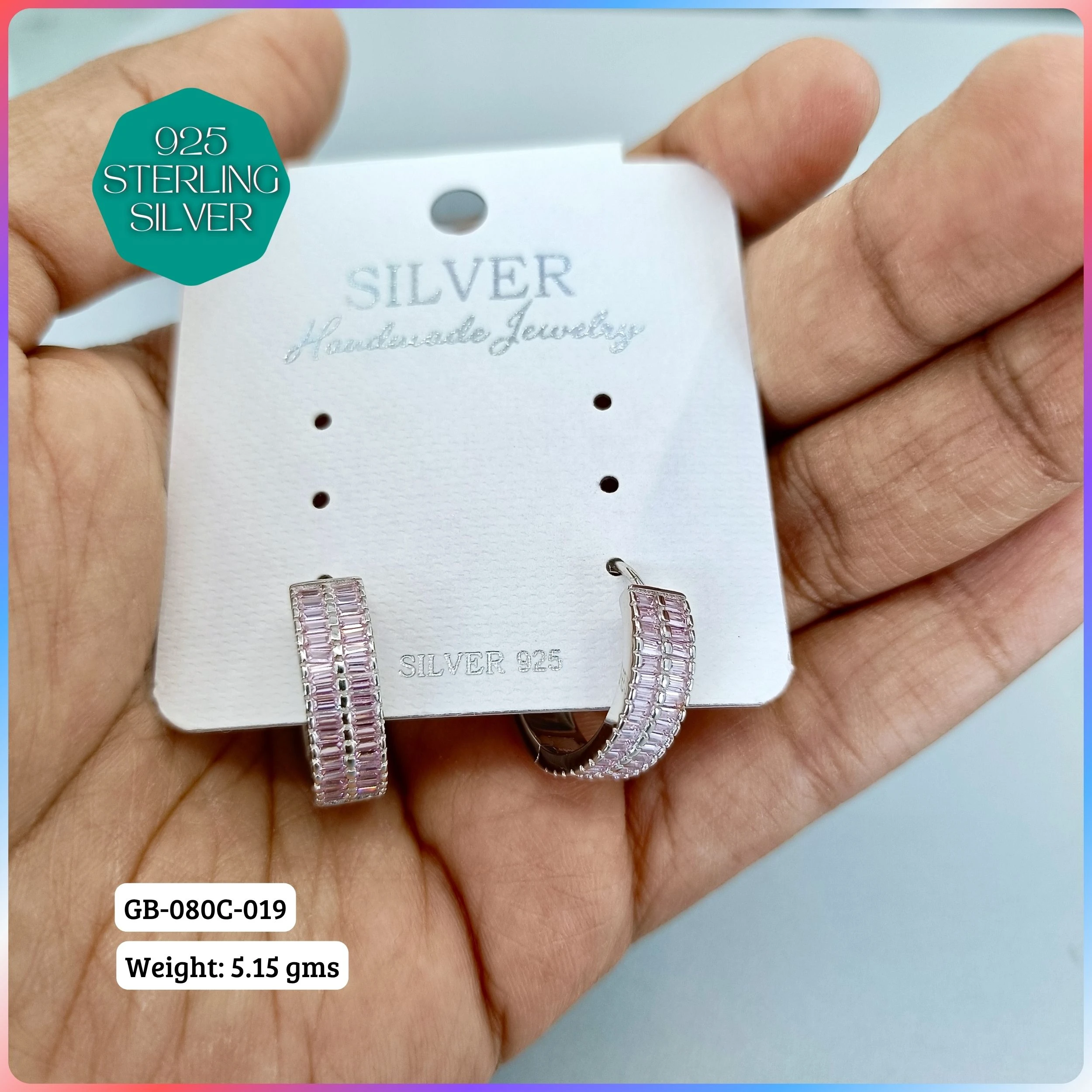 MF PREMIUM EARRINGS - Premium 925 Silver Jewellery - SKU: GB-080C-019 - Hyderabad Silver Importers