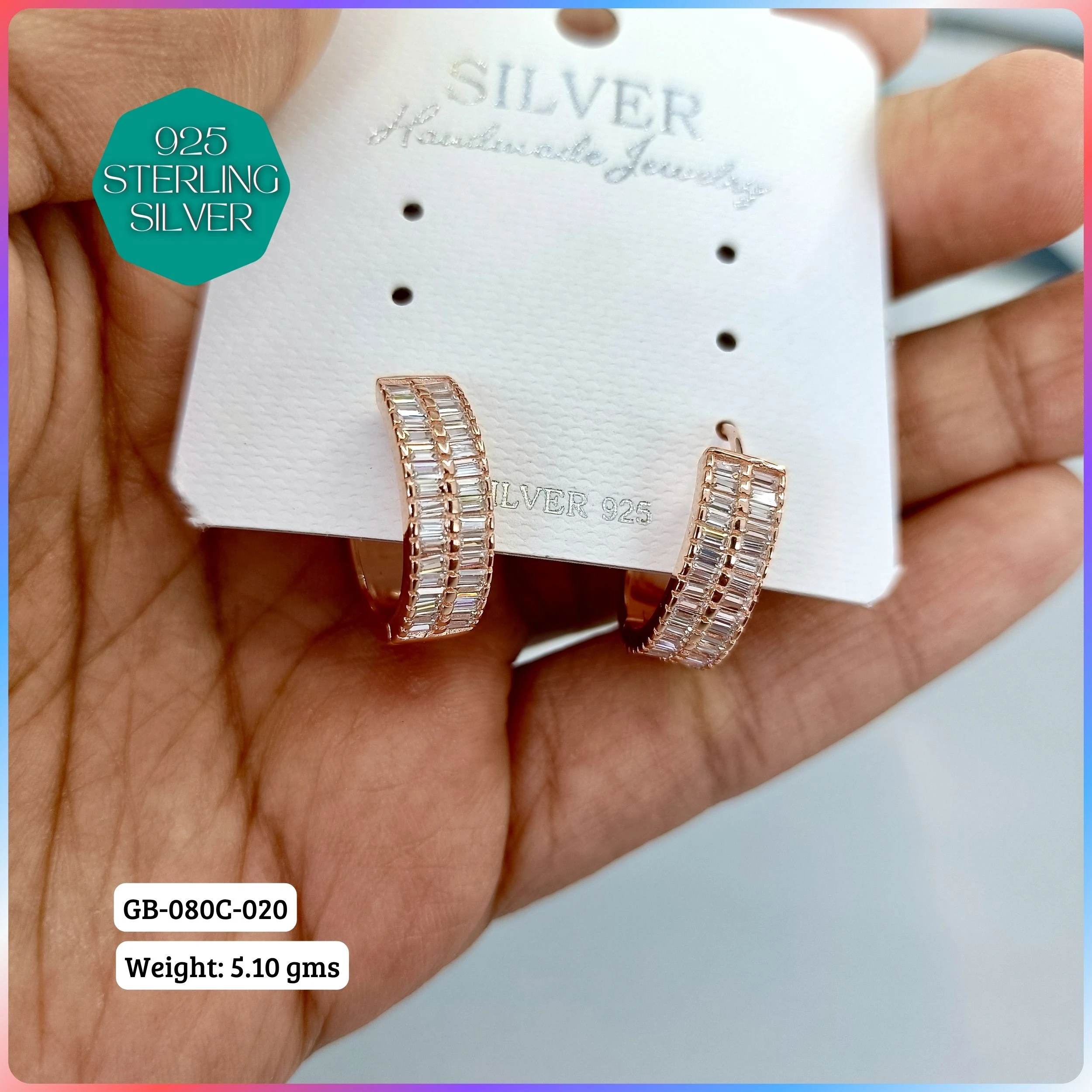 MF PREMIUM EARRINGS - Premium 925 Silver Jewellery - SKU: GB-080C-020 - Hyderabad Silver Importers