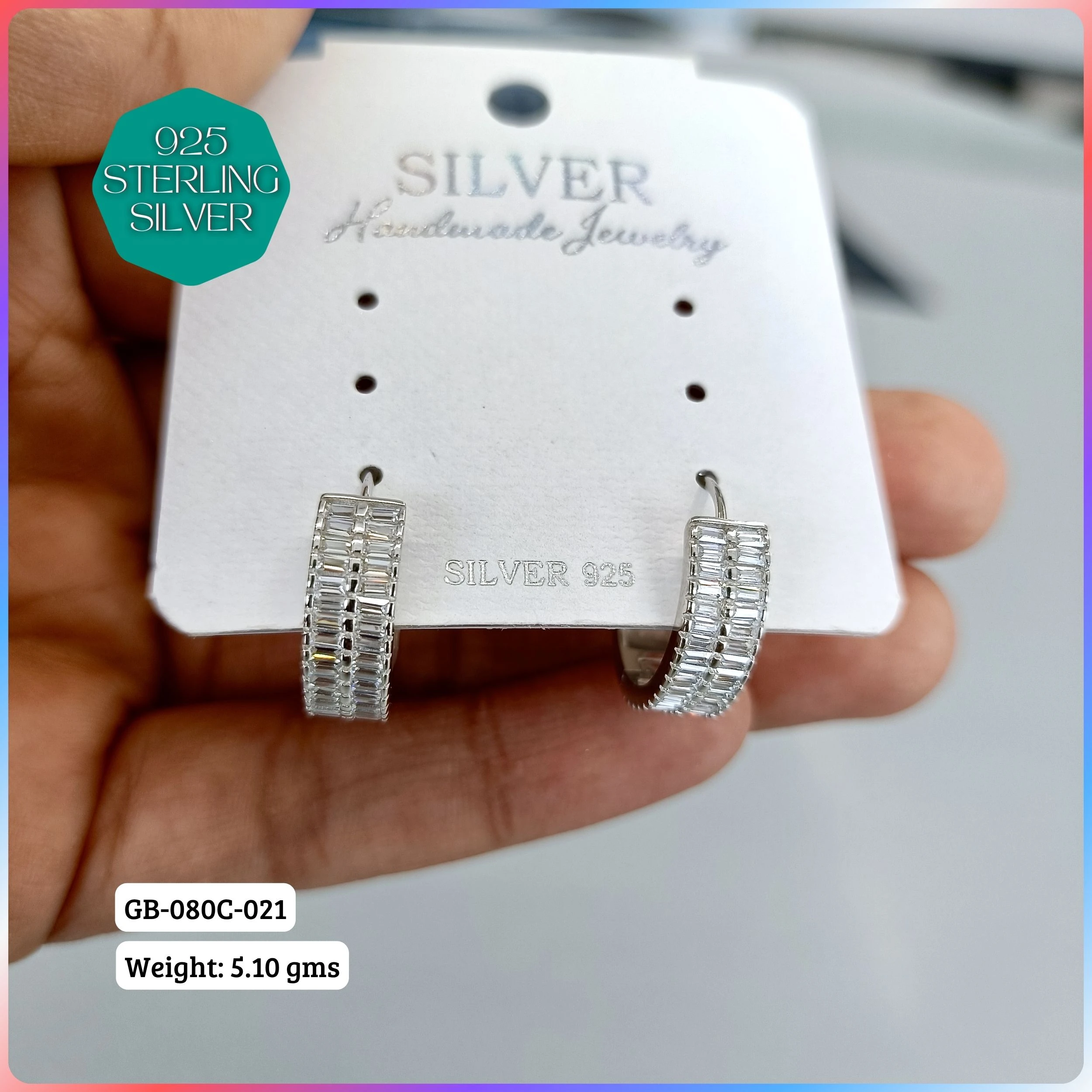 MF PREMIUM EARRINGS - Premium 925 Silver Jewellery - SKU: GB-080C-021 - Hyderabad Silver Importers