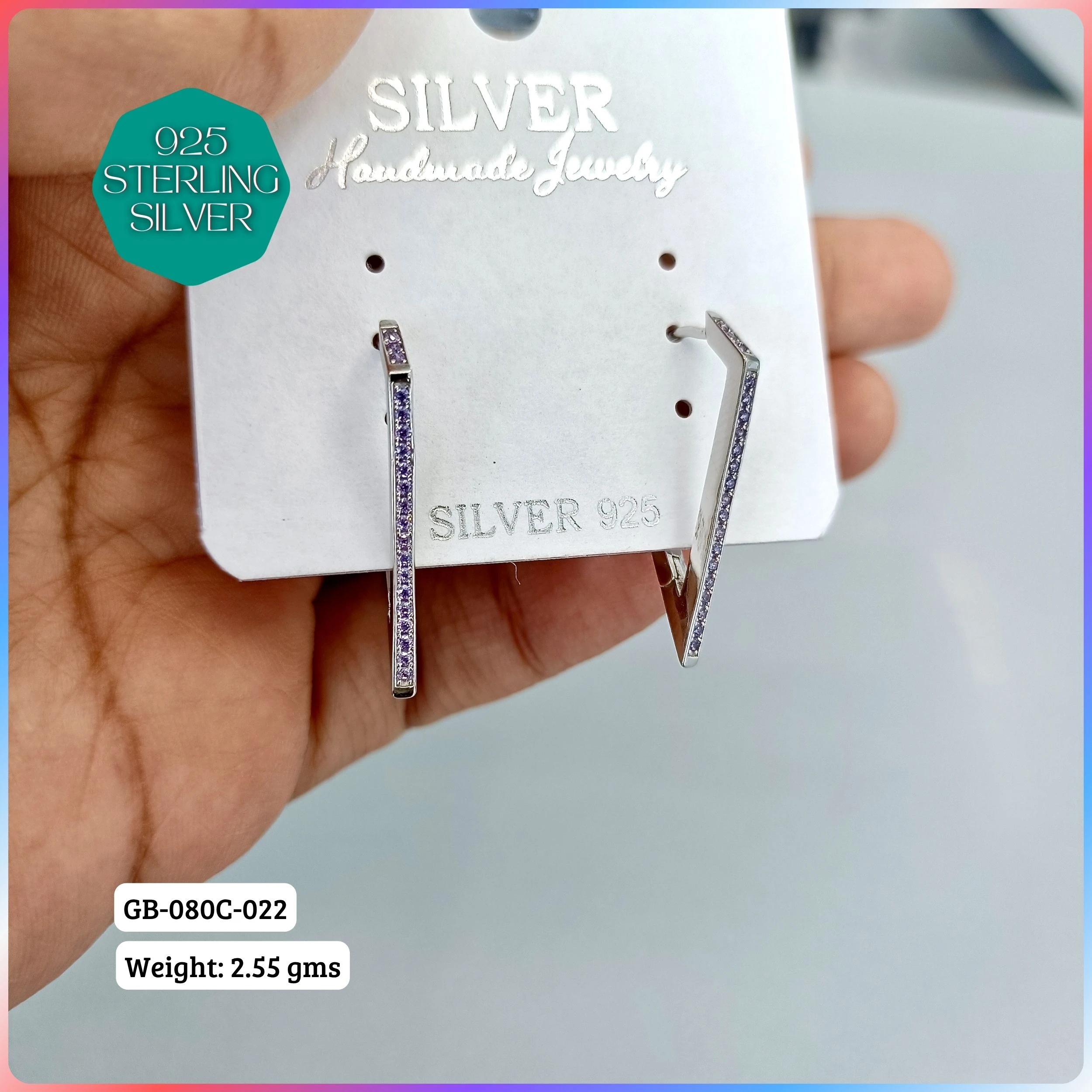 MF PREMIUM EARRINGS - Premium 925 Silver Jewellery - SKU: GB-080C-022 - Hyderabad Silver Importers