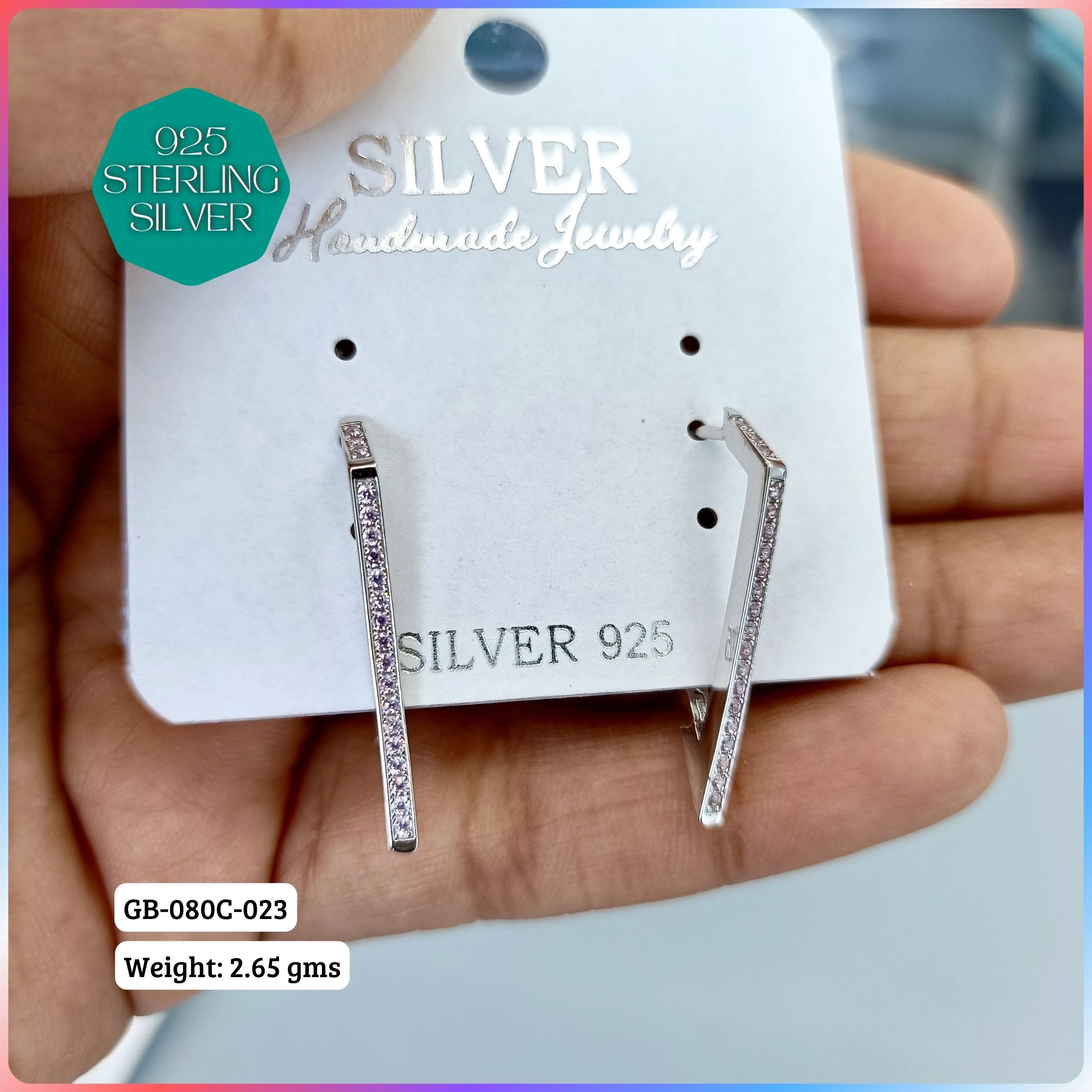 MF PREMIUM EARRINGS - Premium 925 Silver Jewellery - SKU: GB-080C-023 - Hyderabad Silver Importers